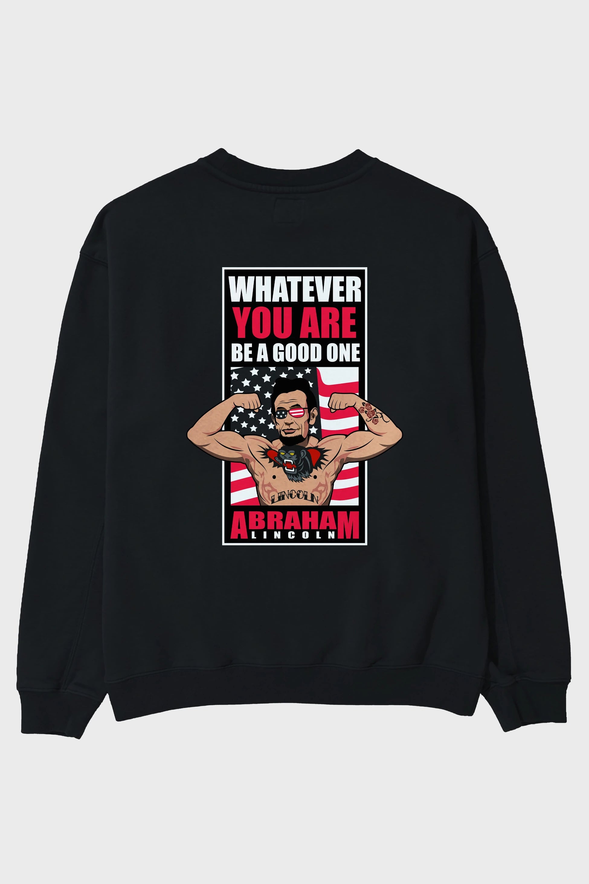 Lincoln Fighter Arka Baskılı Oversize Sweatshirt Erkek Kadın Unisex