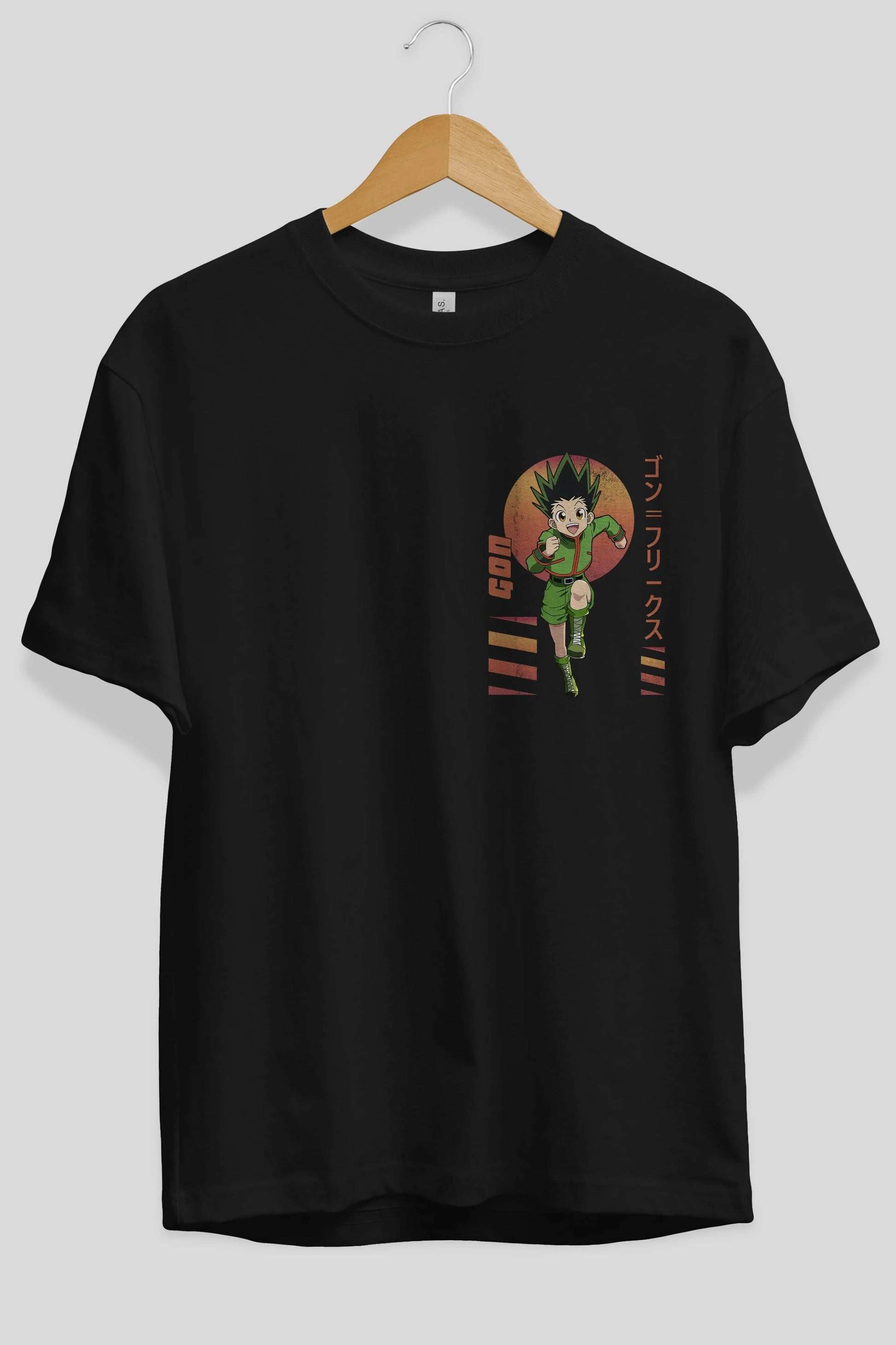 Gon Freecss HUNTER X HUNTER 2 Ön Sol Baskılı Oversize t-shirt Erkek Kadın Unisex %100 Pamuk Bisiklet Yaka tişort