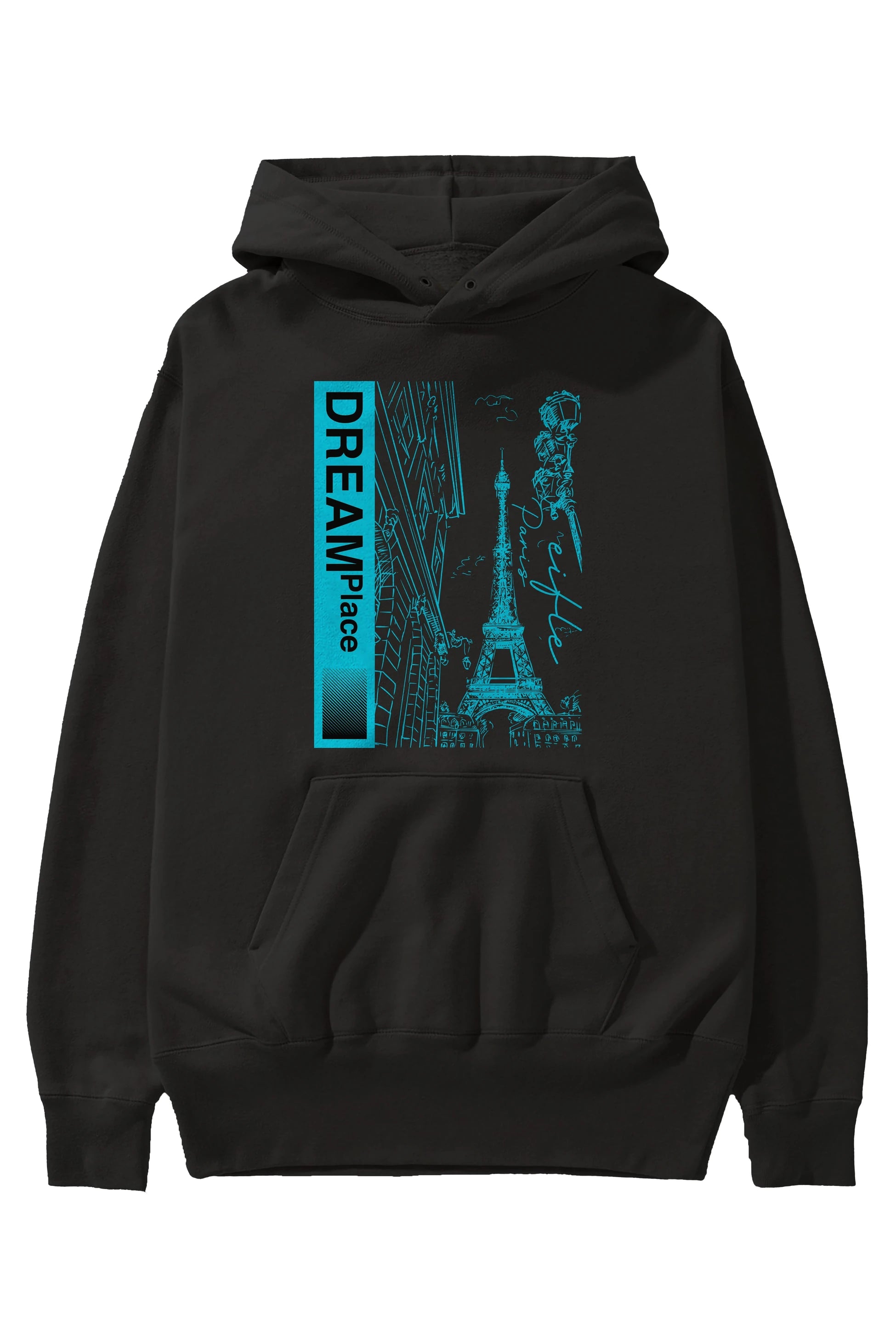 Dream Place Ön Baskılı Hoodie Oversize Kapüşonlu Sweatshirt Erkek Kadın Unisex