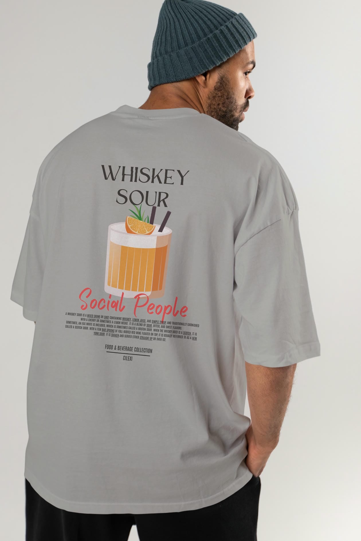 Whıskey Sour Kokteyl Serisi Baskılı Oversize t-shirt Erkek Kadın Unisex %100 Pamuk Bisiklet Yaka tişort