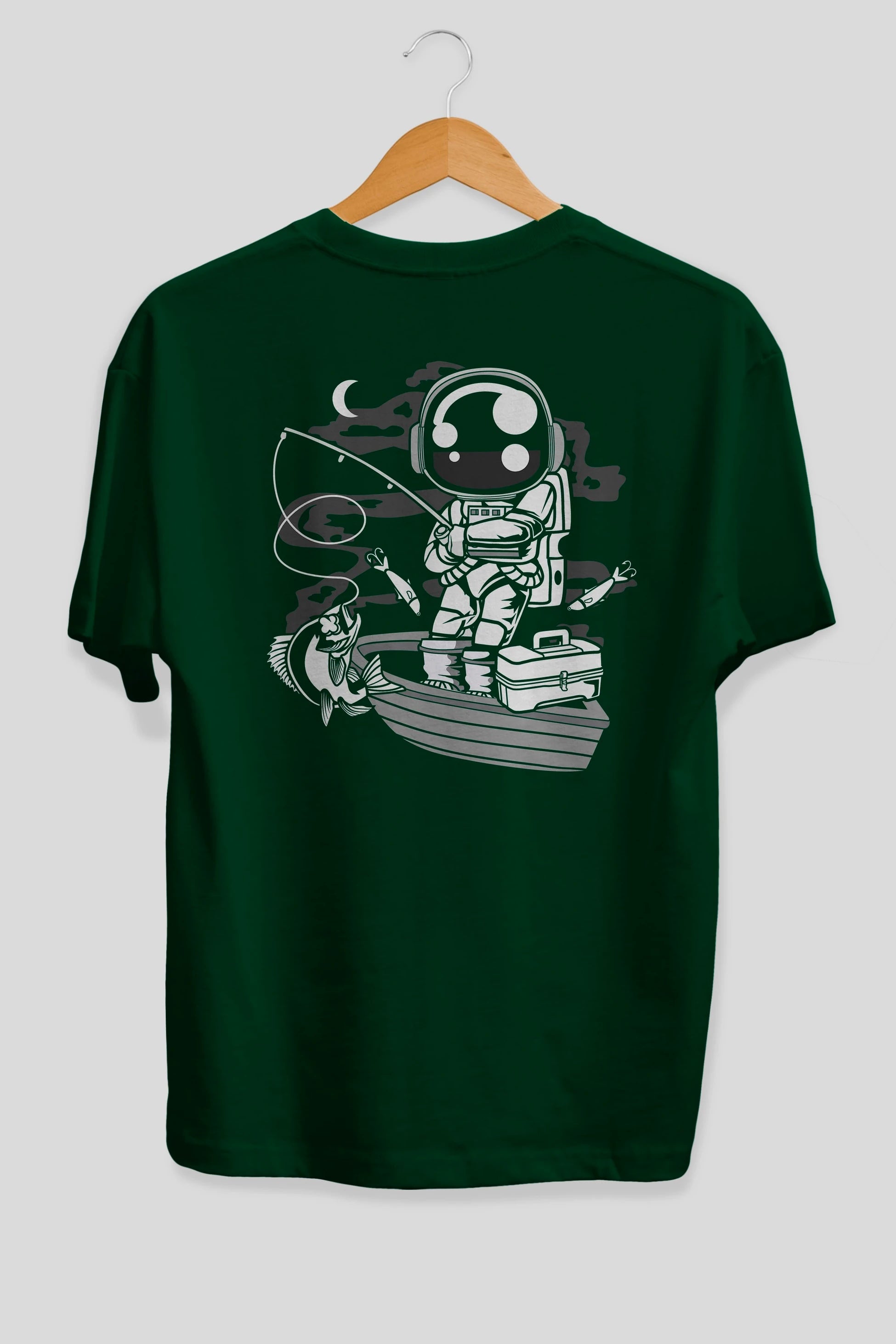 Astronaut Fisherman Arka Baskılı Oversize t-shirt Erkek Kadın Unisex