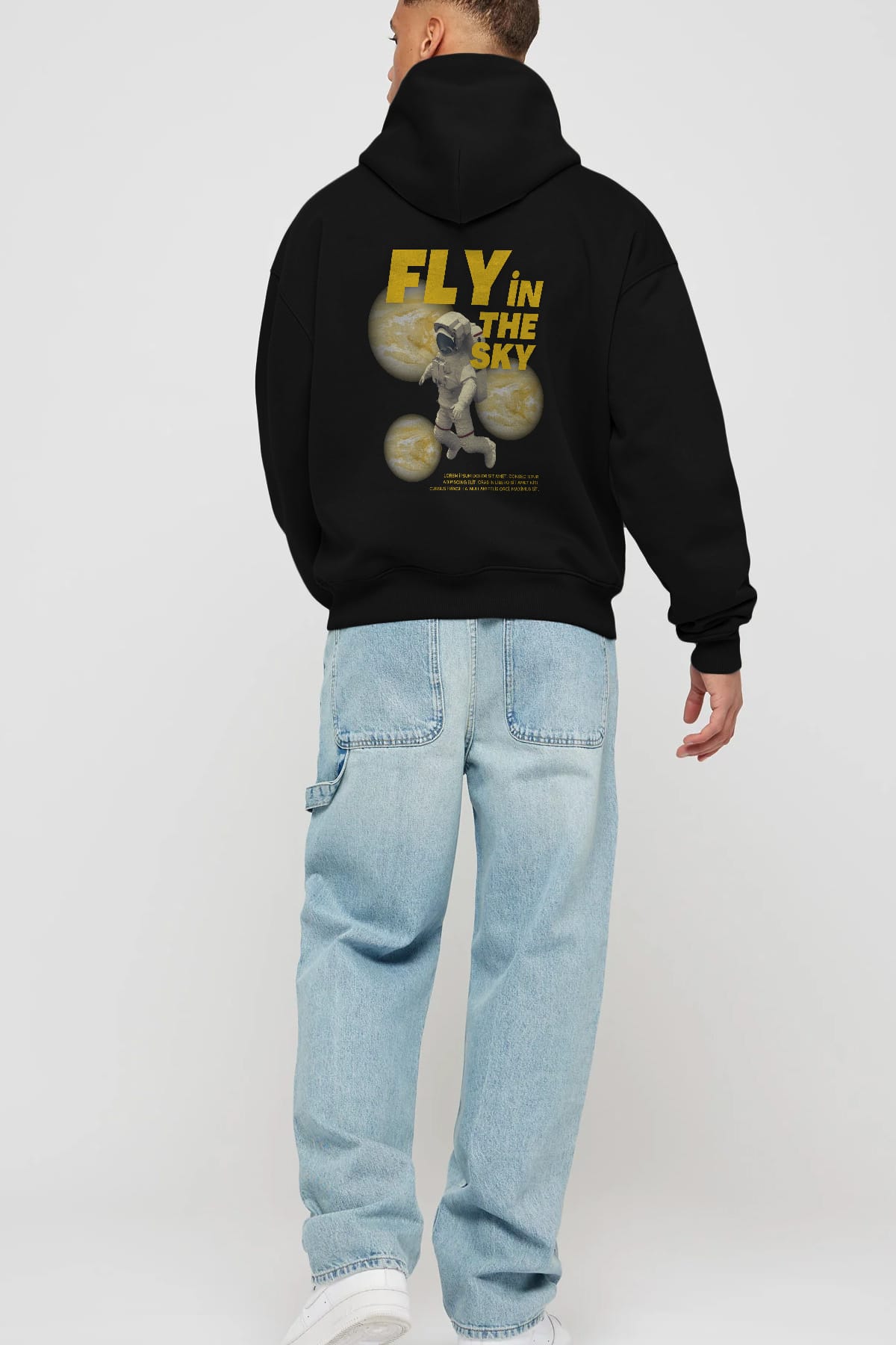 Fly in The Sky Arka Baskılı Oversize Hoodie Kapüşonlu Sweatshirt Erkek Kadın Unisex