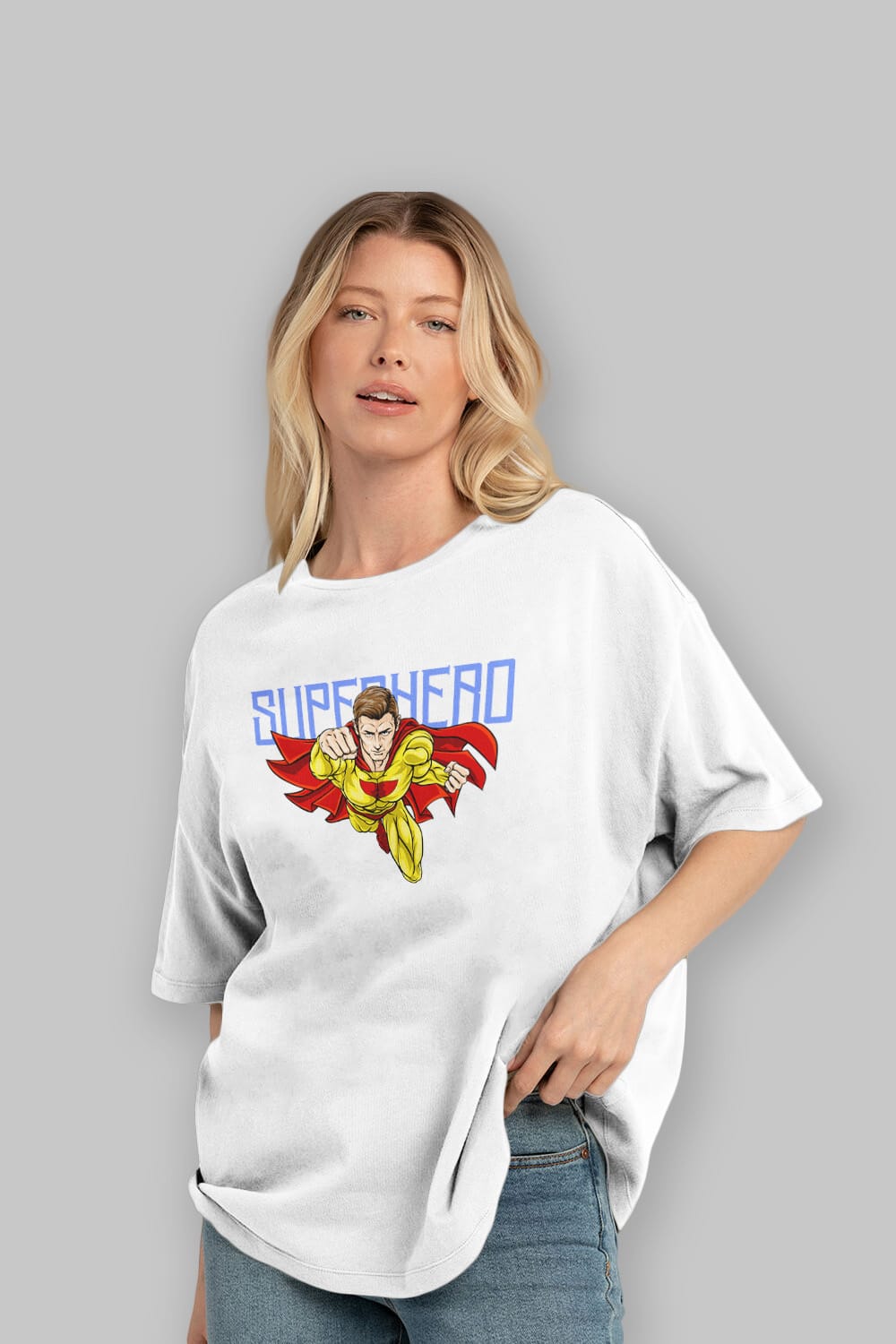 Super Hero Ön Baskılı Oversize t-shirt Erkek Kadın Unisex