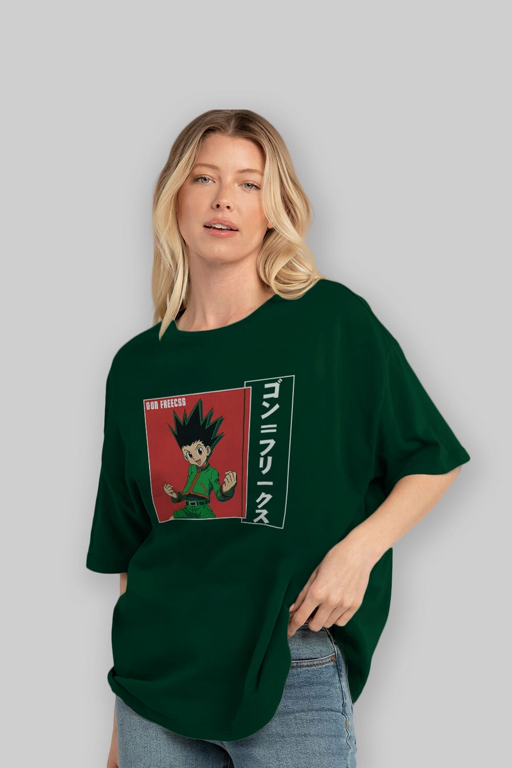 Gon Freecss HUNTER X HUNTER 5 Anime Ön Baskılı Oversize t-shirt %100 pamuk Erkek Kadın Unisex