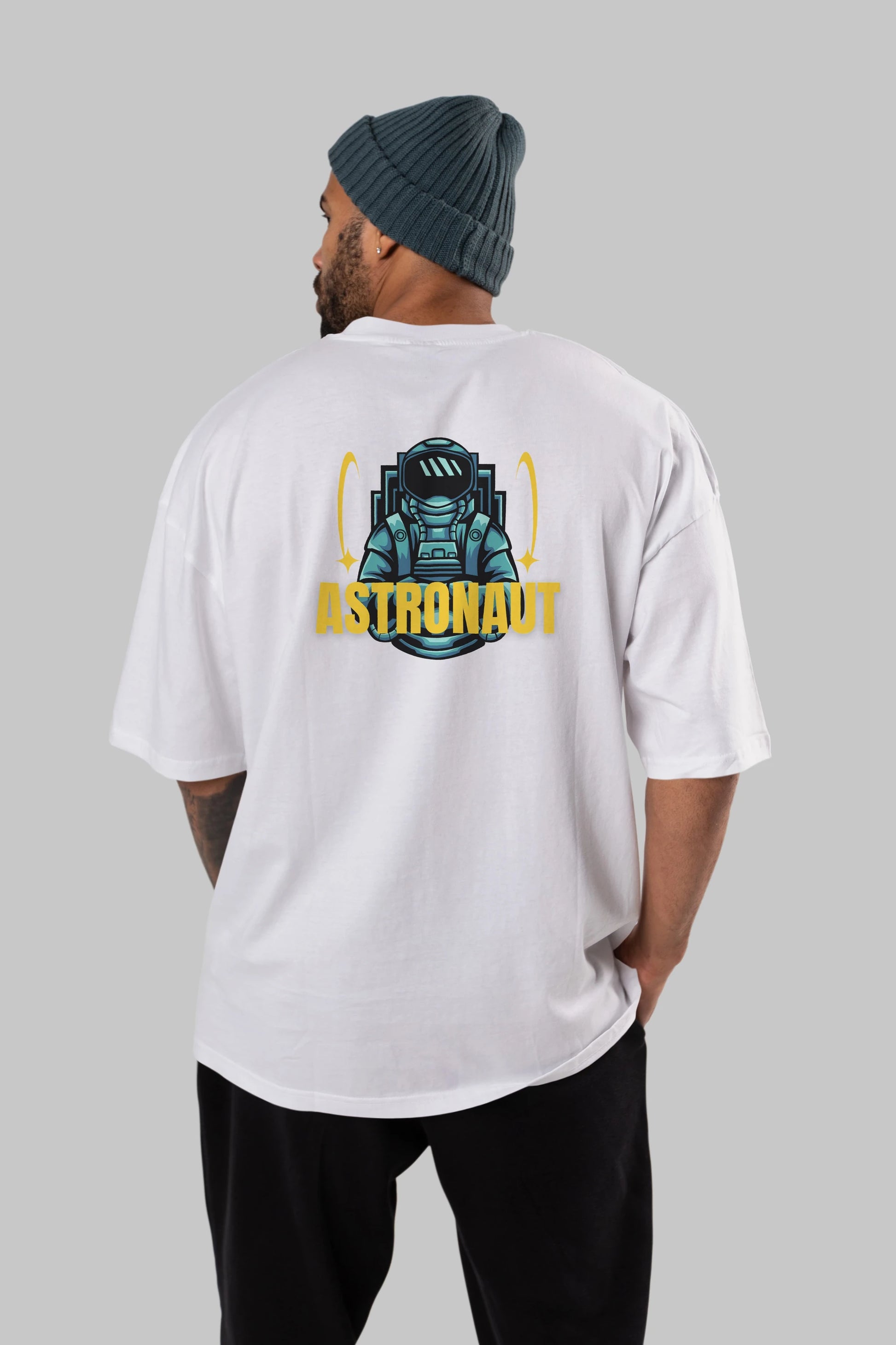 Astronaut Arka Baskılı Oversize t-shirt Erkek Kadın Unisex