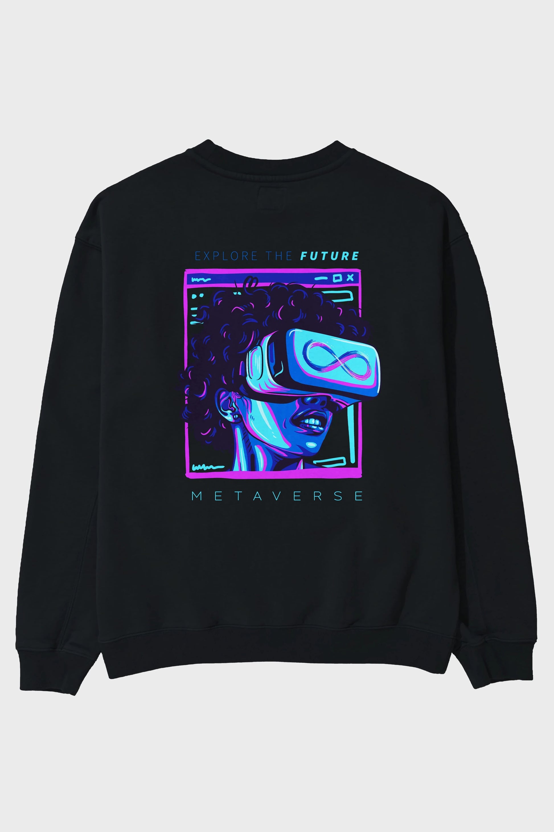Metaverse Arka Baskılı Oversize Sweatshirt Erkek Kadın Unisex