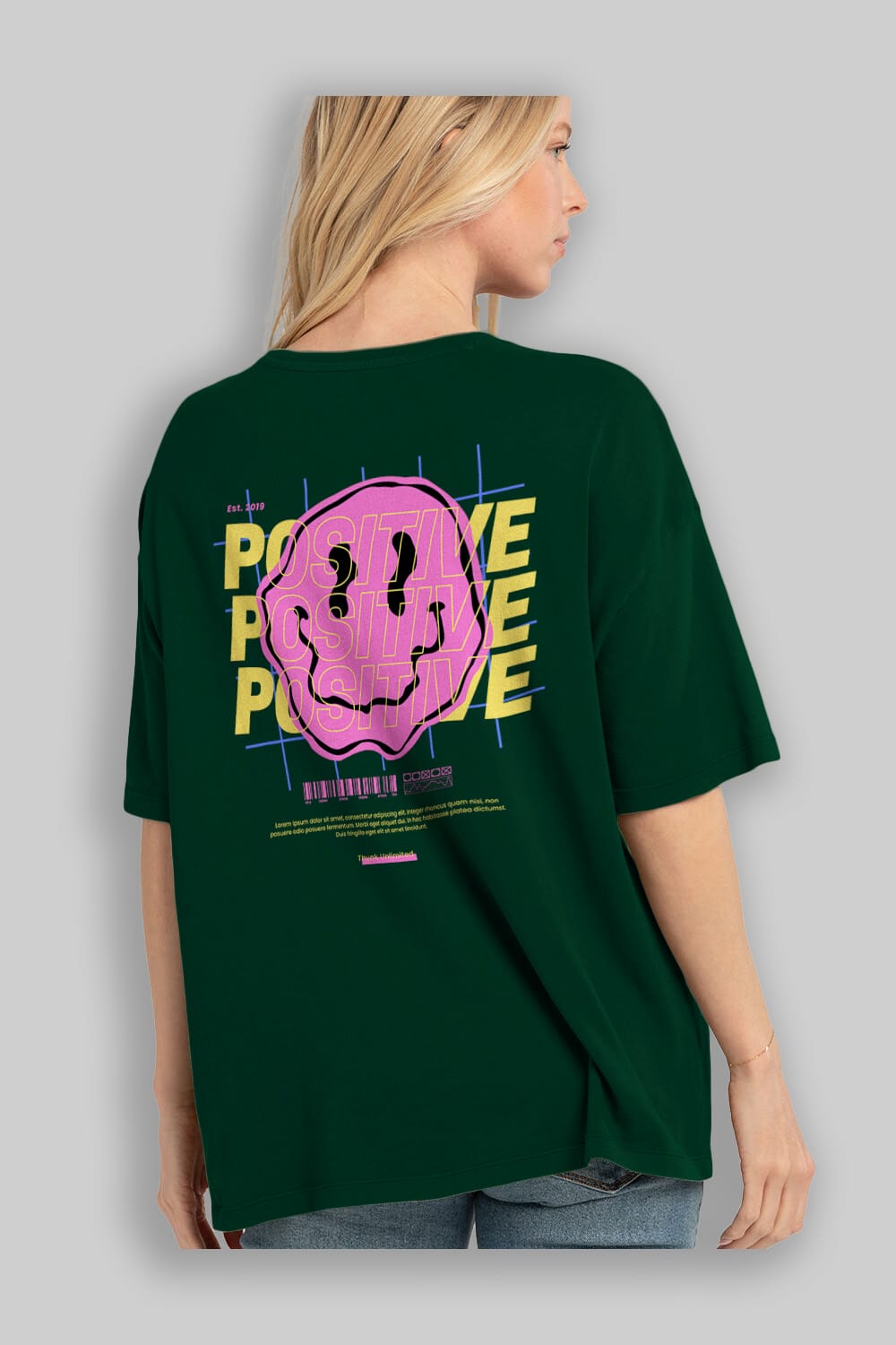 Positive 2 Arka Baskılı Oversize t-shirt Erkek Kadın Unisex