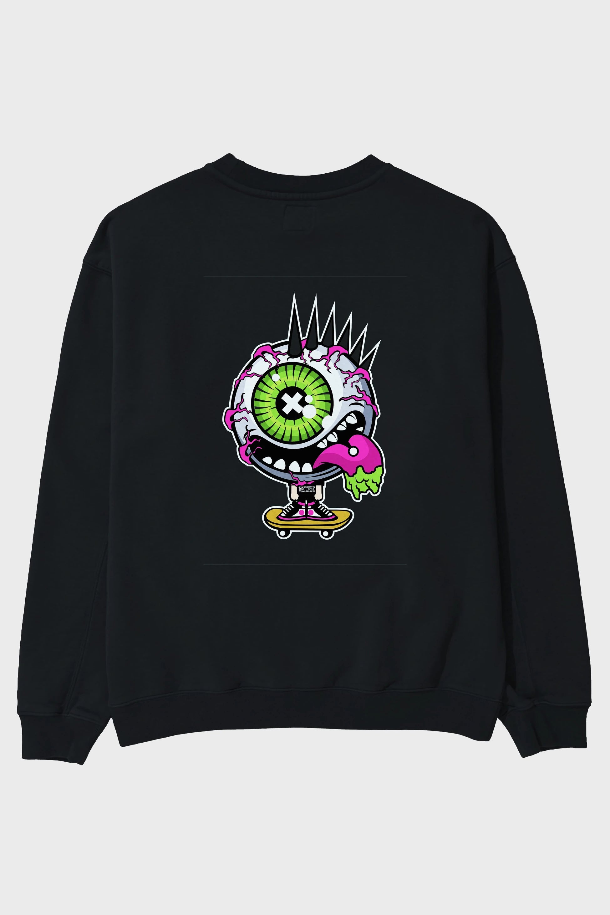 Eye Monster Skater Arka Baskılı Oversize Sweatshirt Erkek Kadın Unisex
