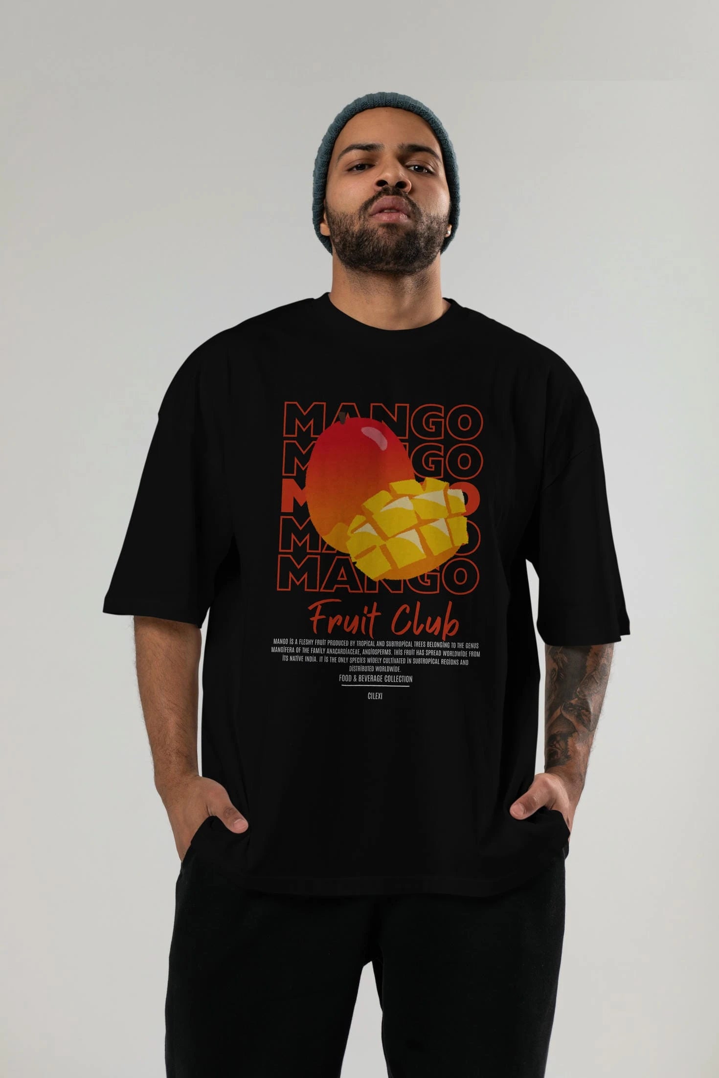 Mango Ön Baskılı Oversize t-shirt Erkek Kadın Pamuk Bisiklet Yaka tişort