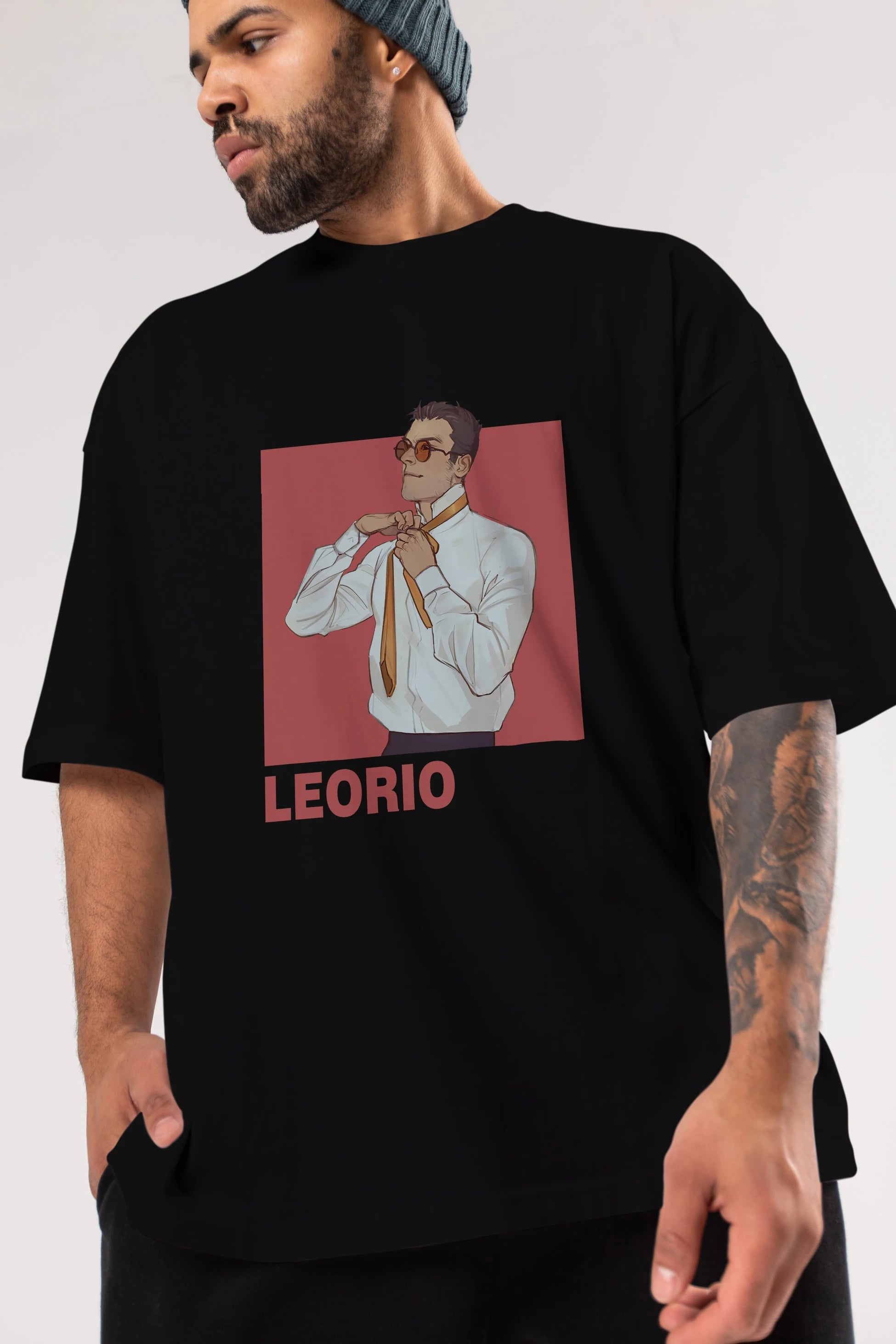 Leorio Paladiknight 5 Anime Ön Baskılı Oversize t-shirt %100 pamuk Erkek Kadın Unisex