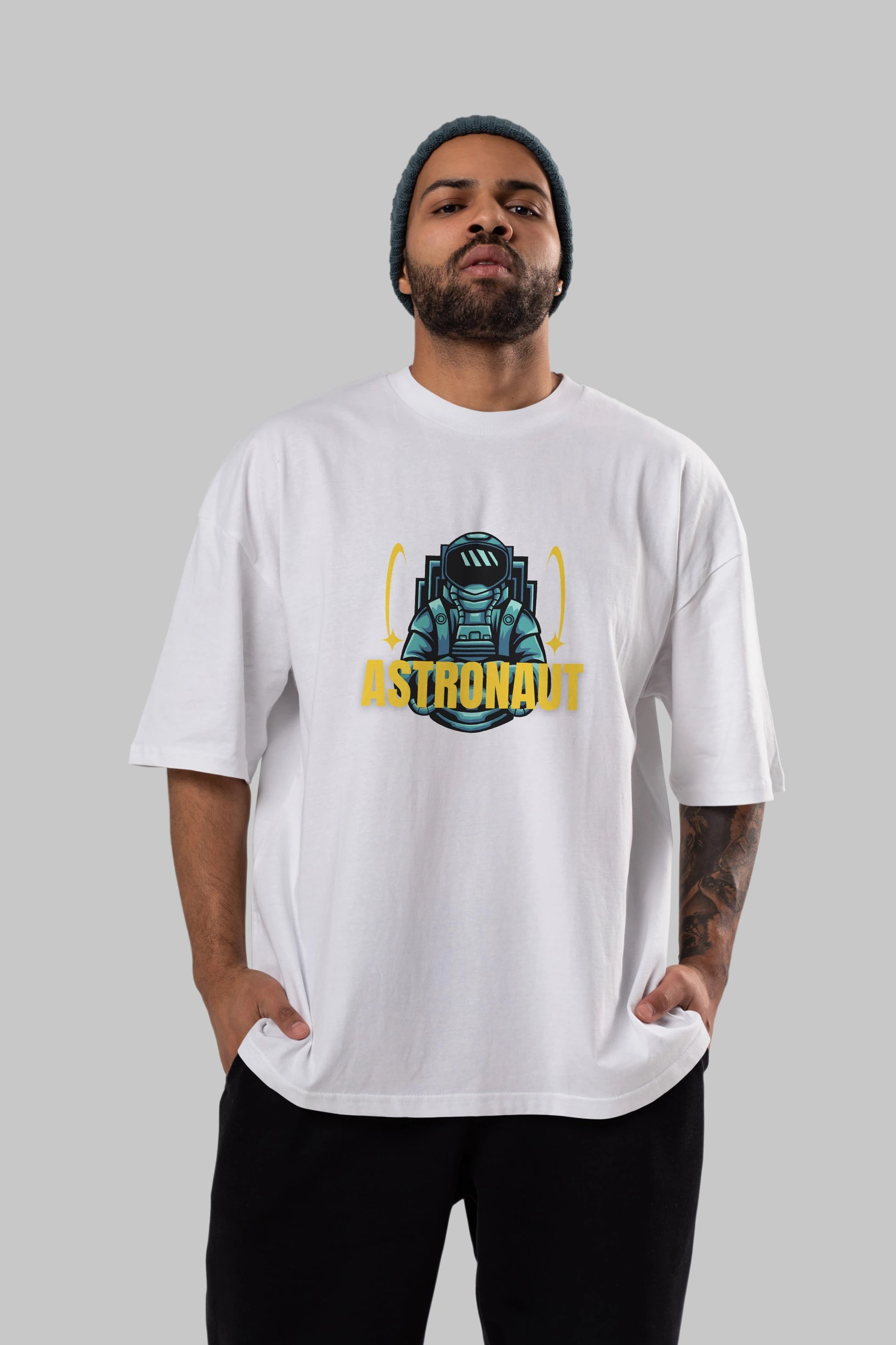 Astronaut Ön Baskılı Oversize t-shirt Erkek Kadın Unisex