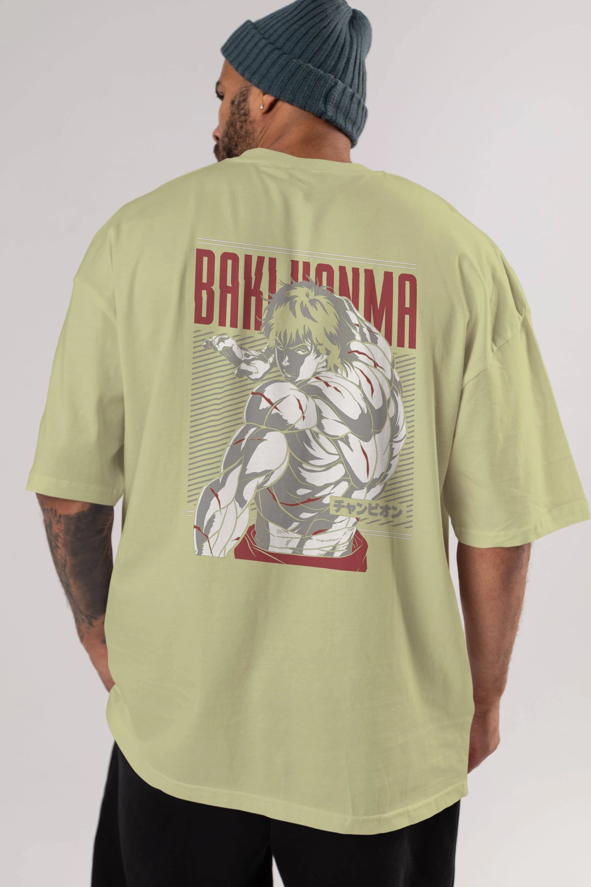 BAKI HANMA Anime Arka Baskılı Oversize t-shirt Erkek Kadın Unisex