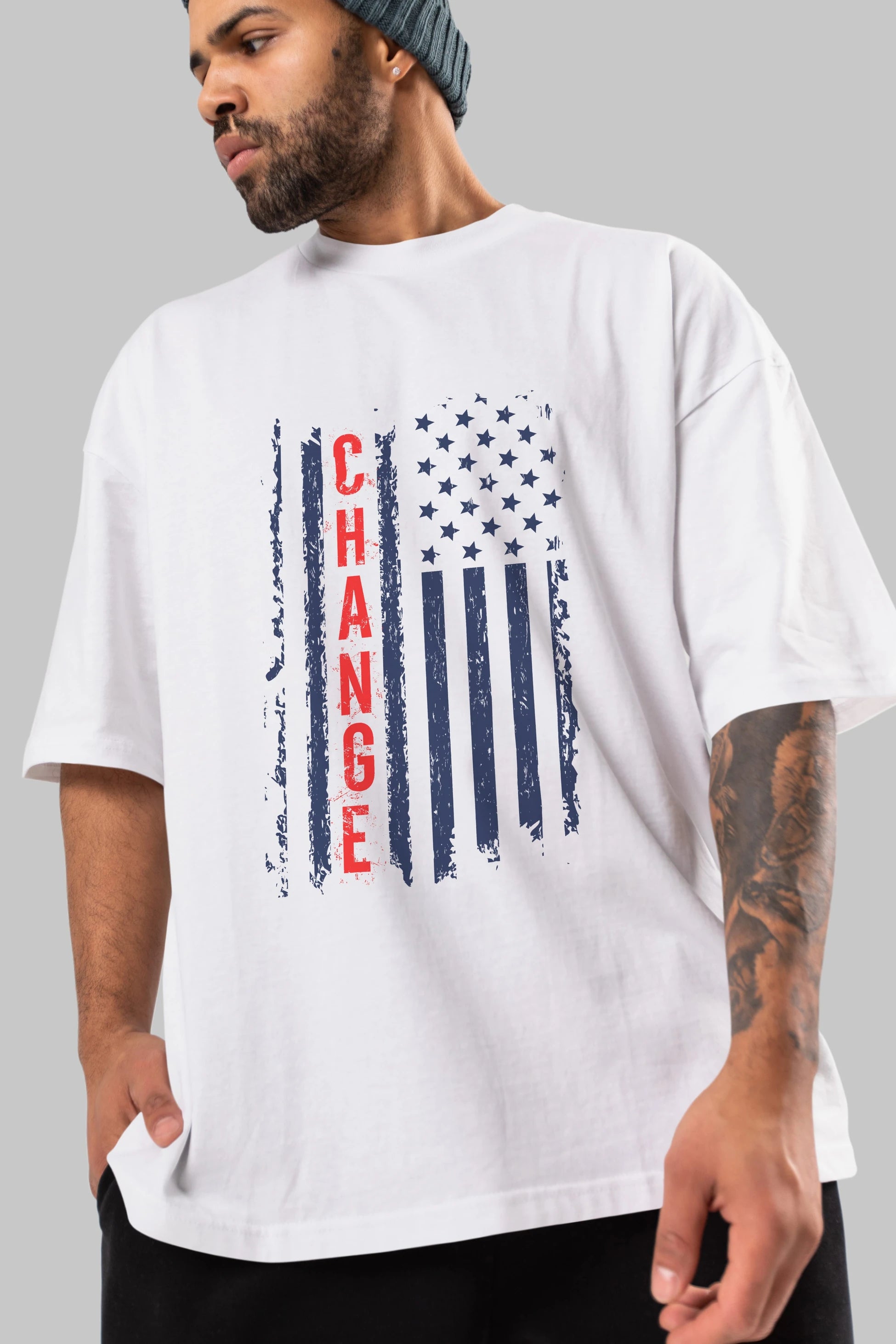Change Ön Baskılı Oversize t-shirt Erkek Kadın Unisex