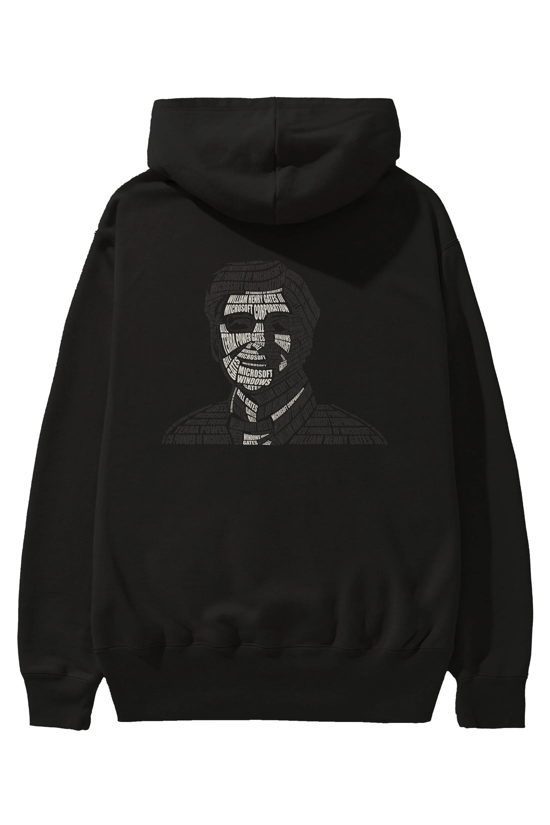 Bill Gates Calligram Arka Baskılı Hoodie Oversize Kapüşonlu Sweatshirt Erkek Kadın Unisex