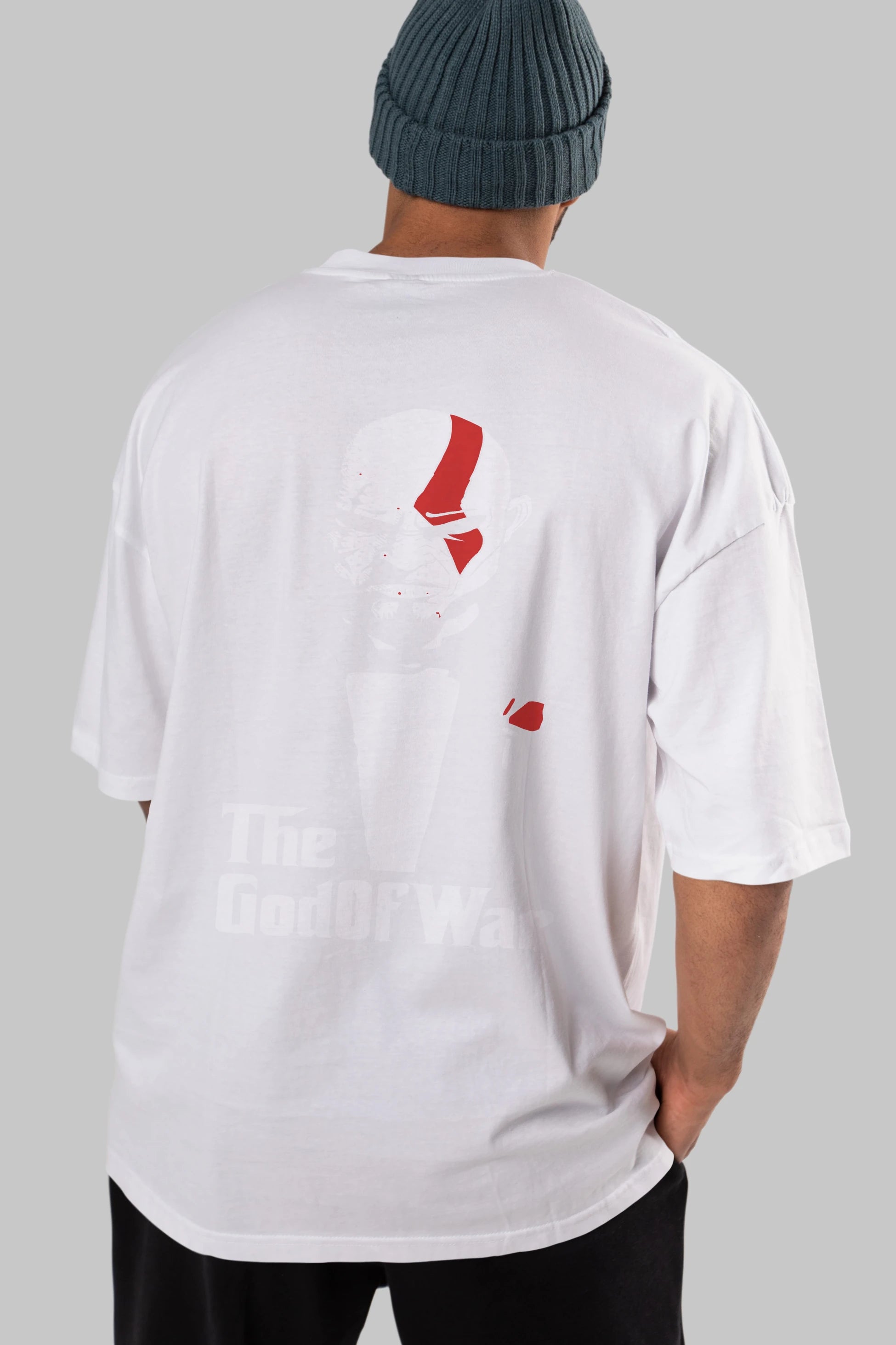 The God of War Arka Baskılı Oversize t-shirt Erkek Kadın Unisex %100 Pamuk Bisiklet Yaka tişort