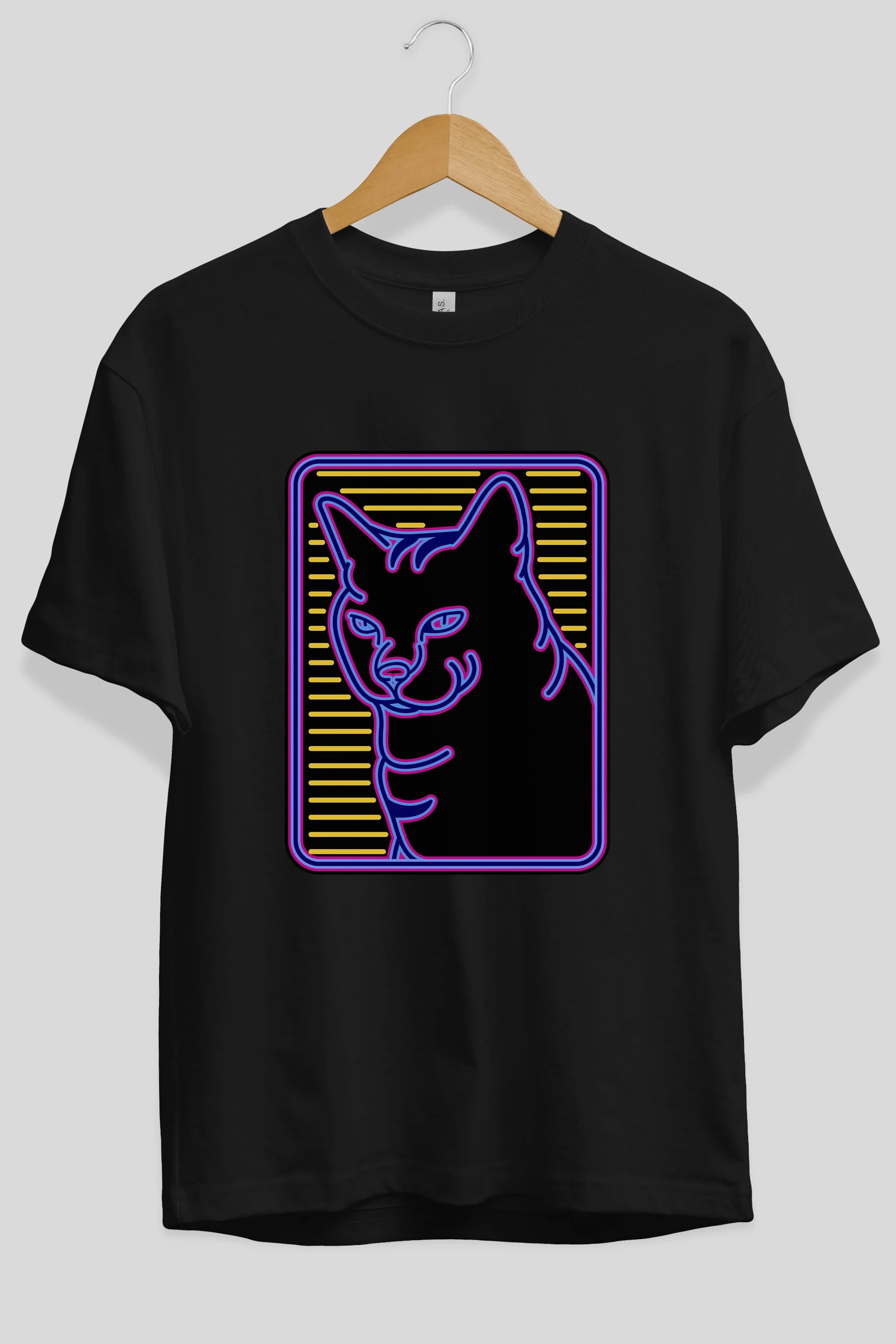 Neon Cat Ön Baskılı Oversize t-shirt Erkek Kadın Unisex