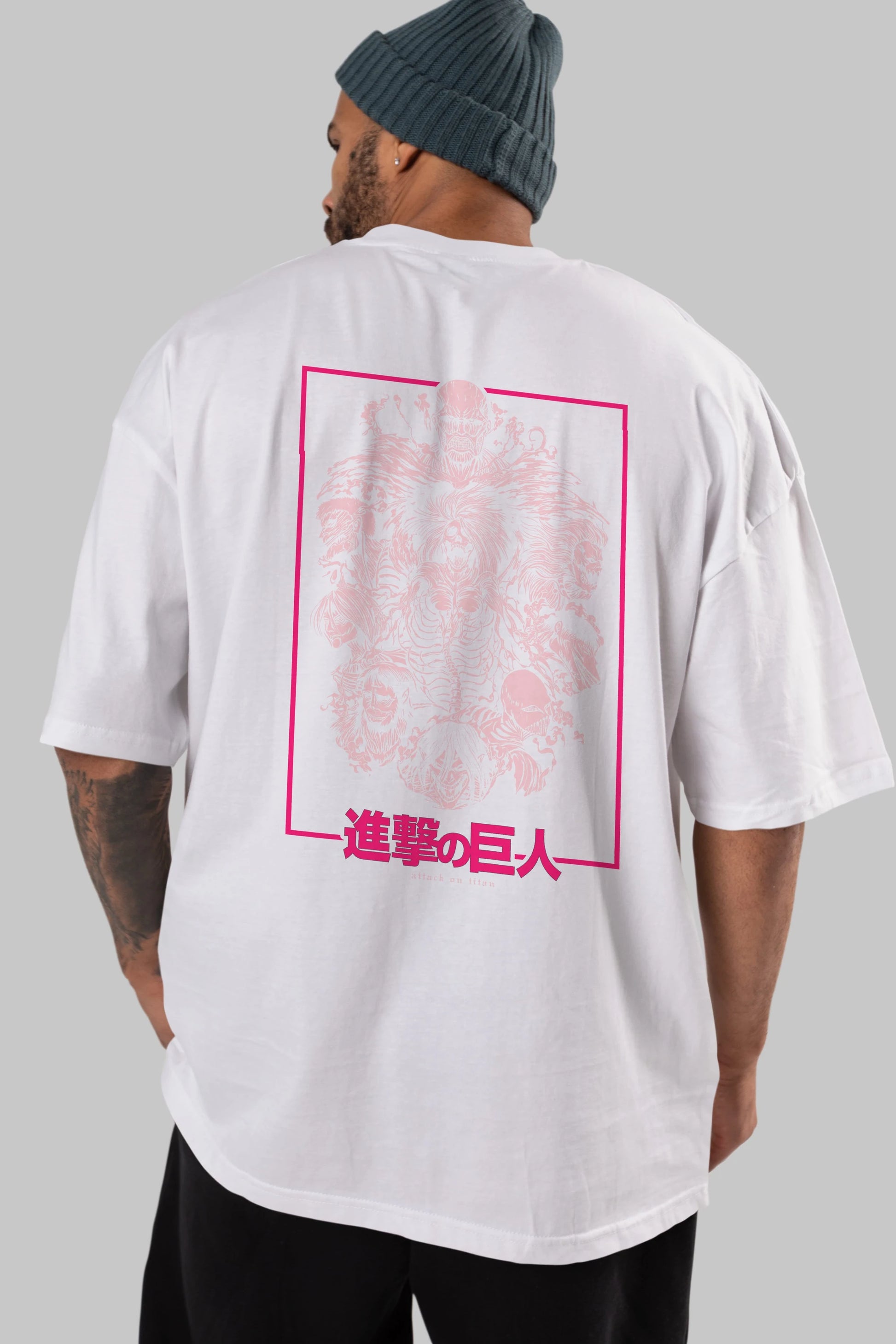 ATTACK ON TITANS Anime Arka Baskılı Oversize t-shirt Erkek Kadın Unisex
