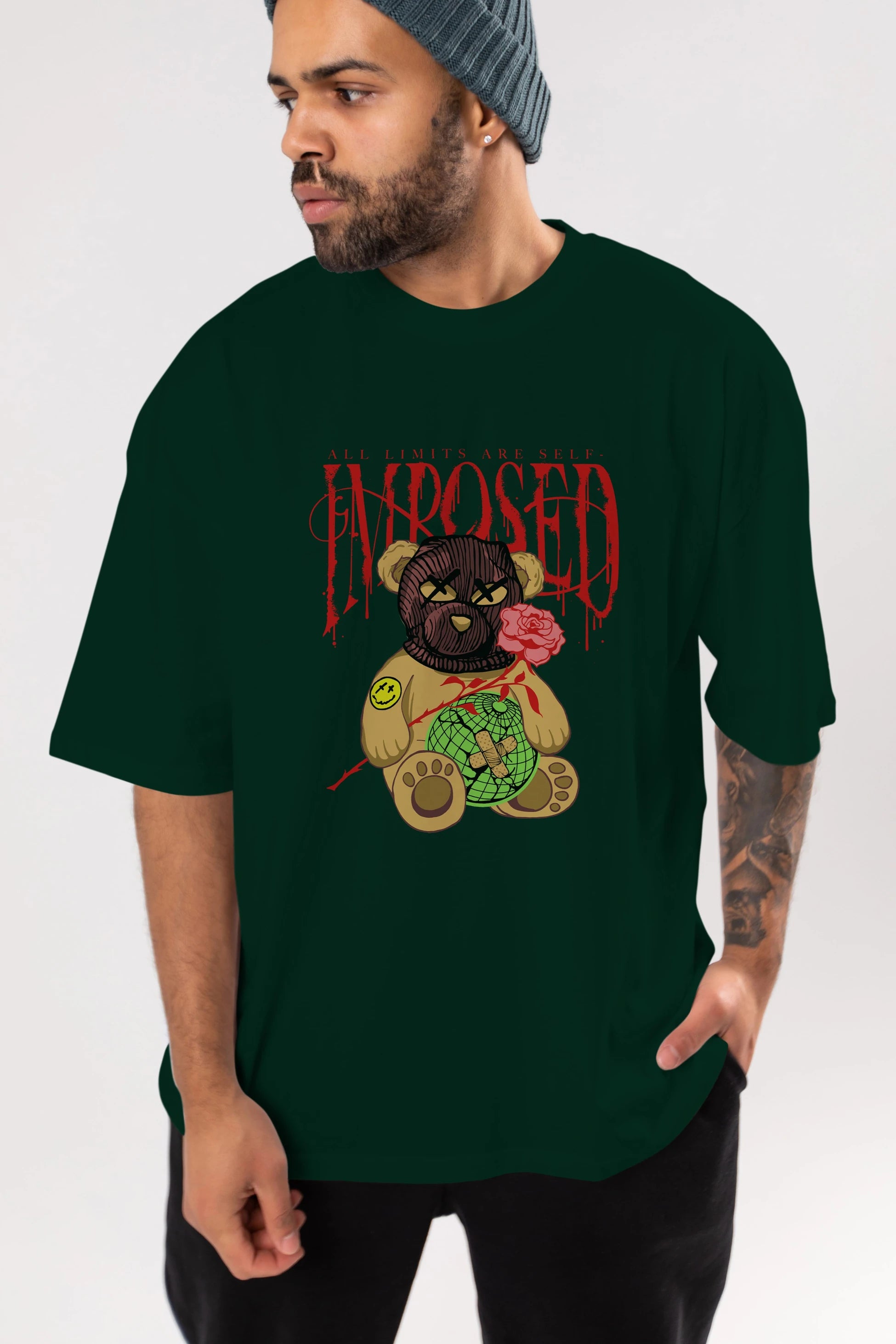 All Limits Bear Ön Baskılı Oversize t-shirt Erkek Kadın Unisex