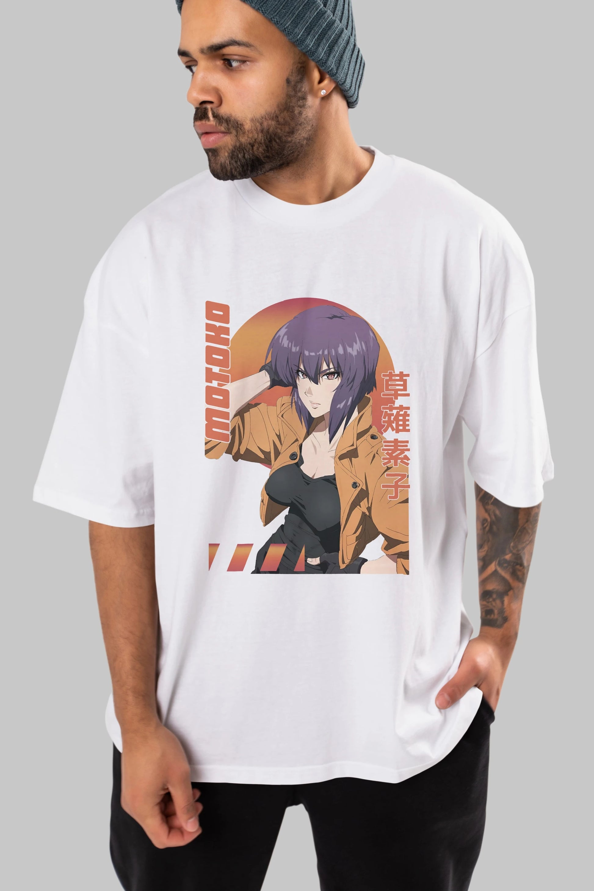 Motoko Kusanagi 9 Anime Ön Baskılı Oversize t-shirt %100 pamuk Erkek Kadın Unisex