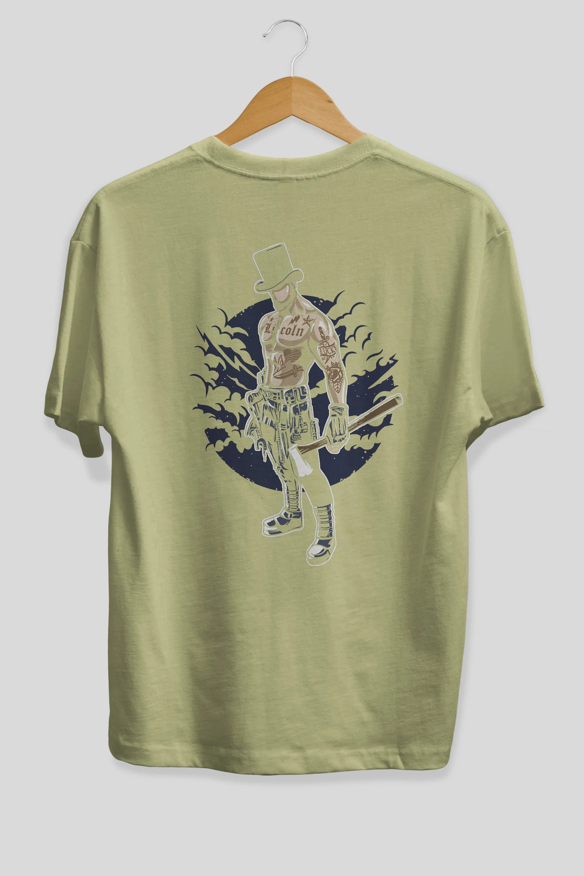 Lincoln Arka Baskılı Oversize t-shirt Erkek Kadın Unisex %100 Pamuk