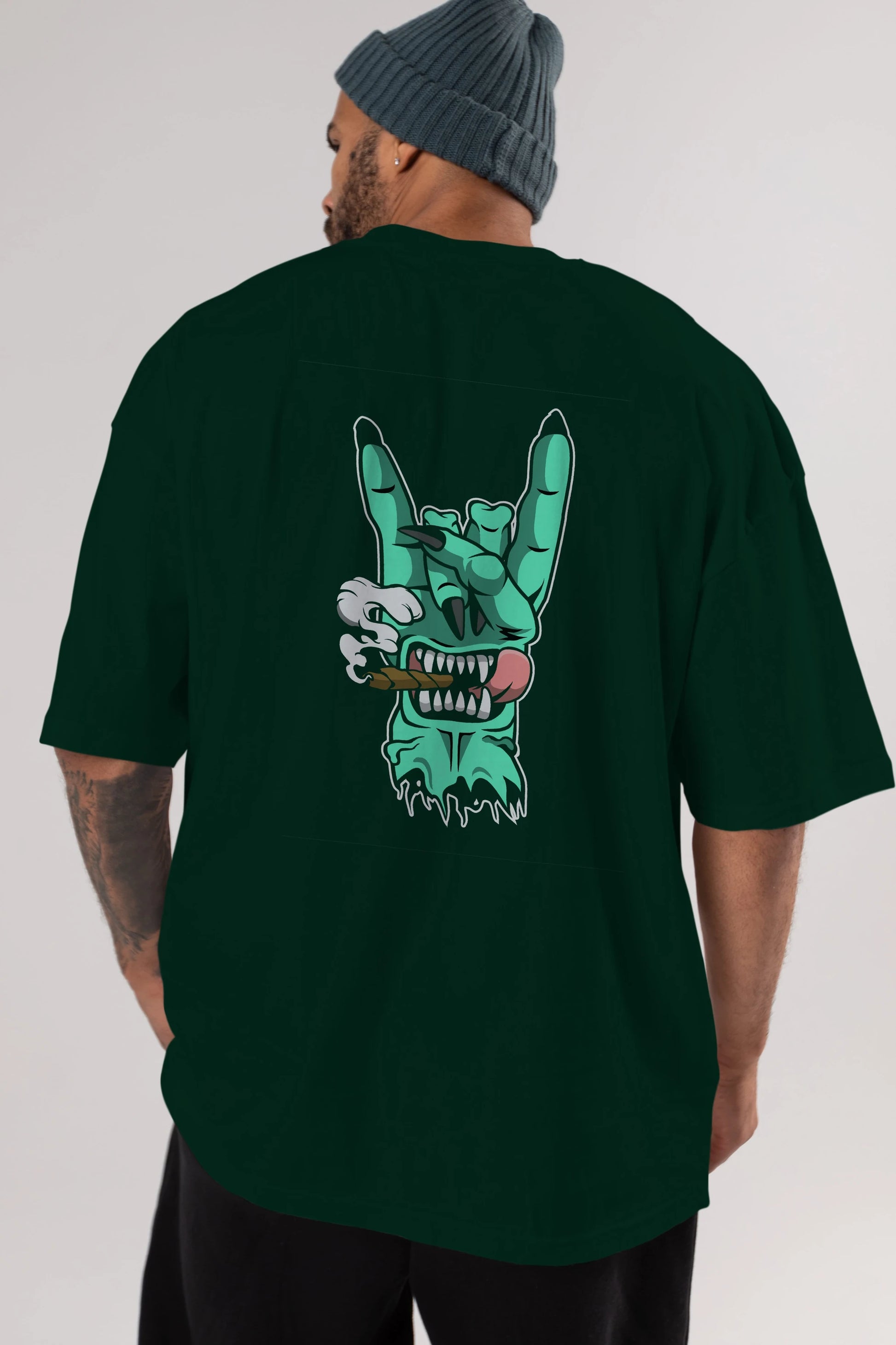 Metal Sign Arka Baskılı Oversize t-shirt Erkek Kadın Unisex %100 Pamuk tişort