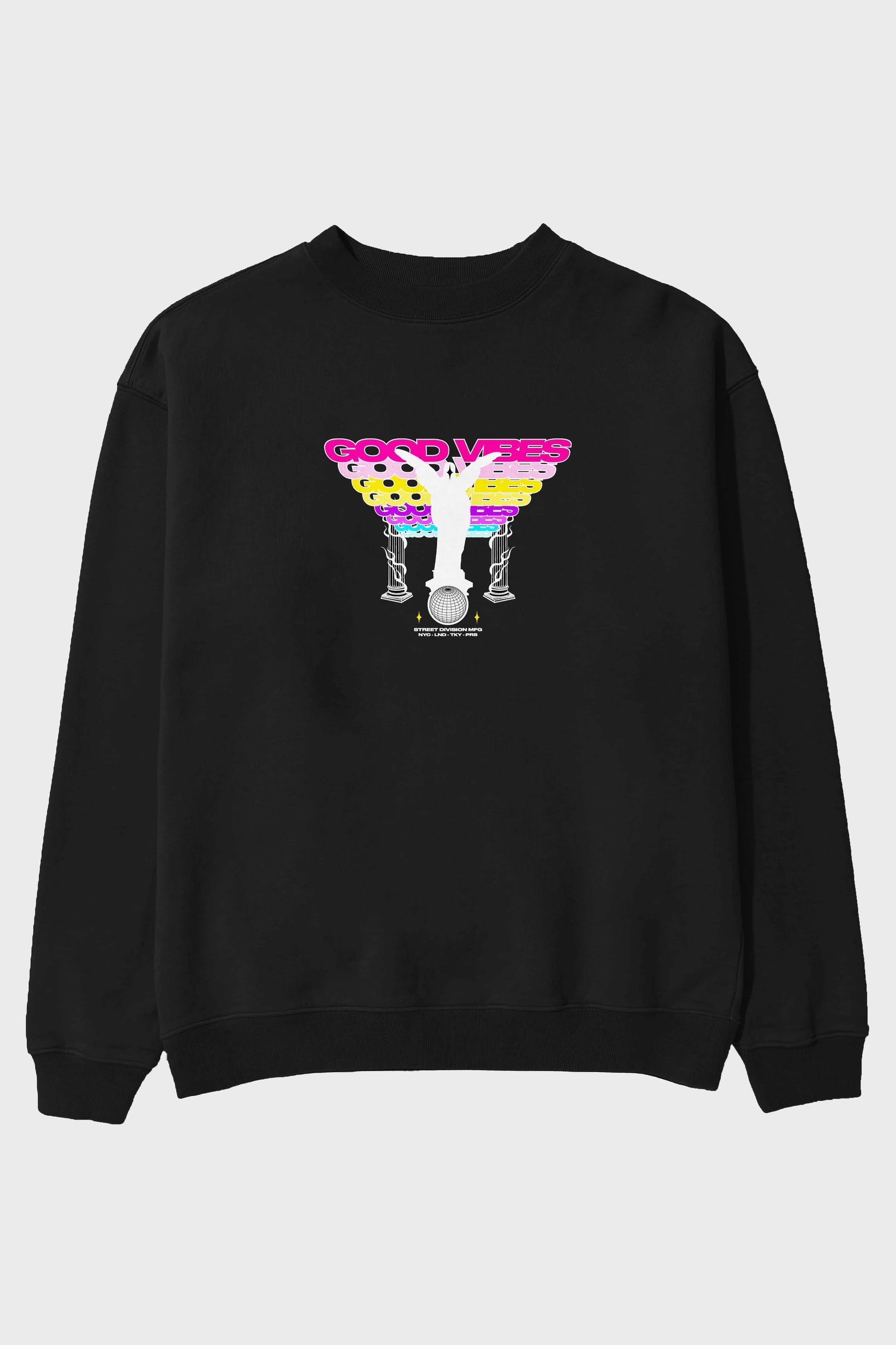 Good Vibes Ön Baskılı Oversize Sweatshirt Erkek Kadın Unisex