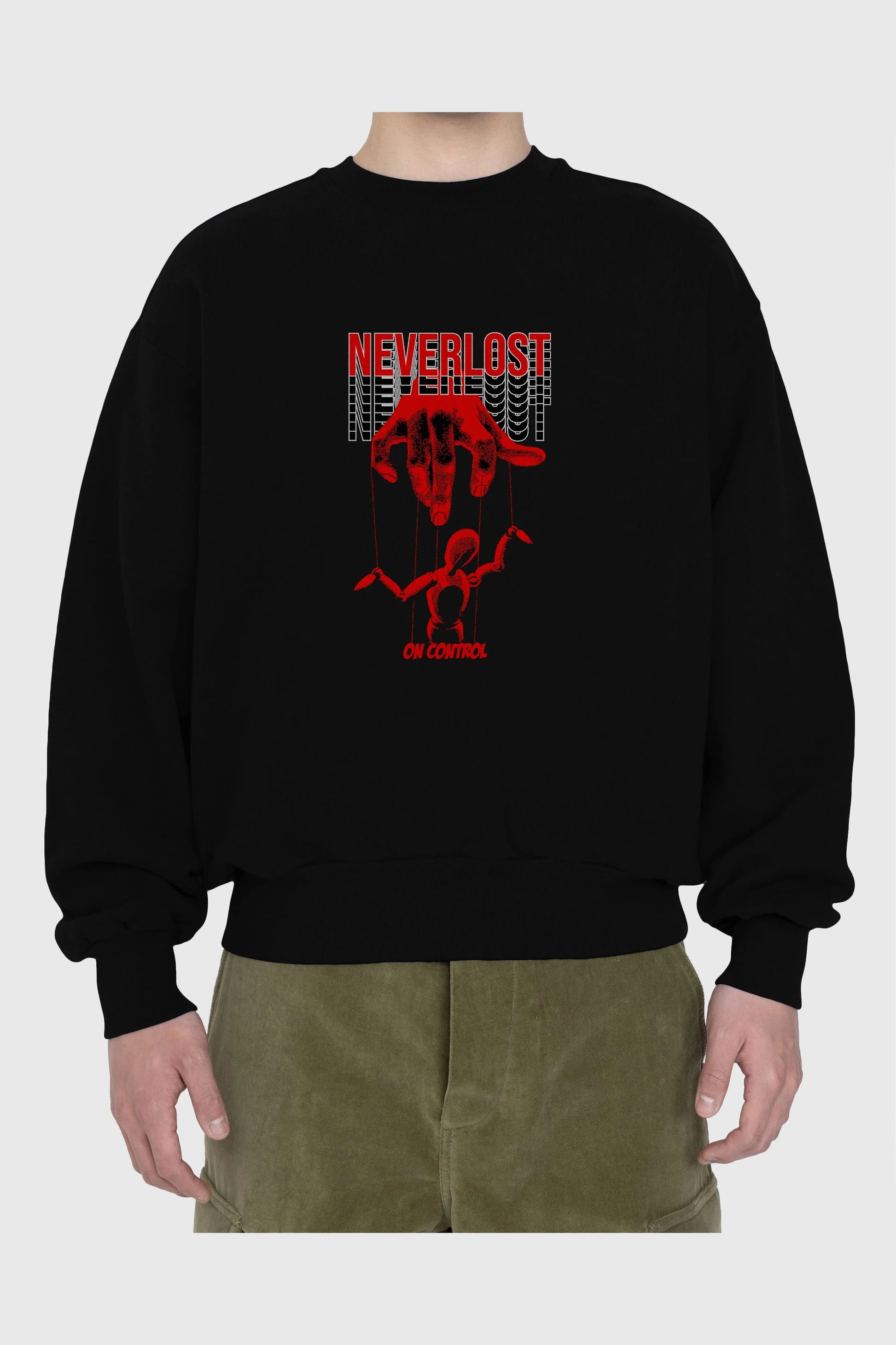 Neverlost on Control Ön Baskılı Oversize Sweatshirt Erkek Kadın Unisex
