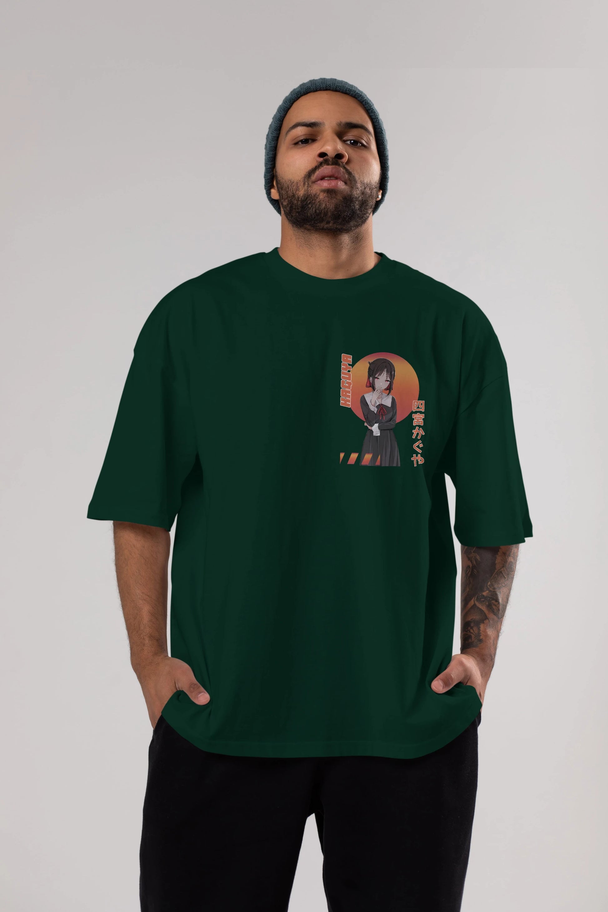 Kaguya Shinomiya 5 Ön Sol Baskılı Oversize t-shirt Erkek Kadın Unisex %100 Pamuk Bisiklet Yaka tişort