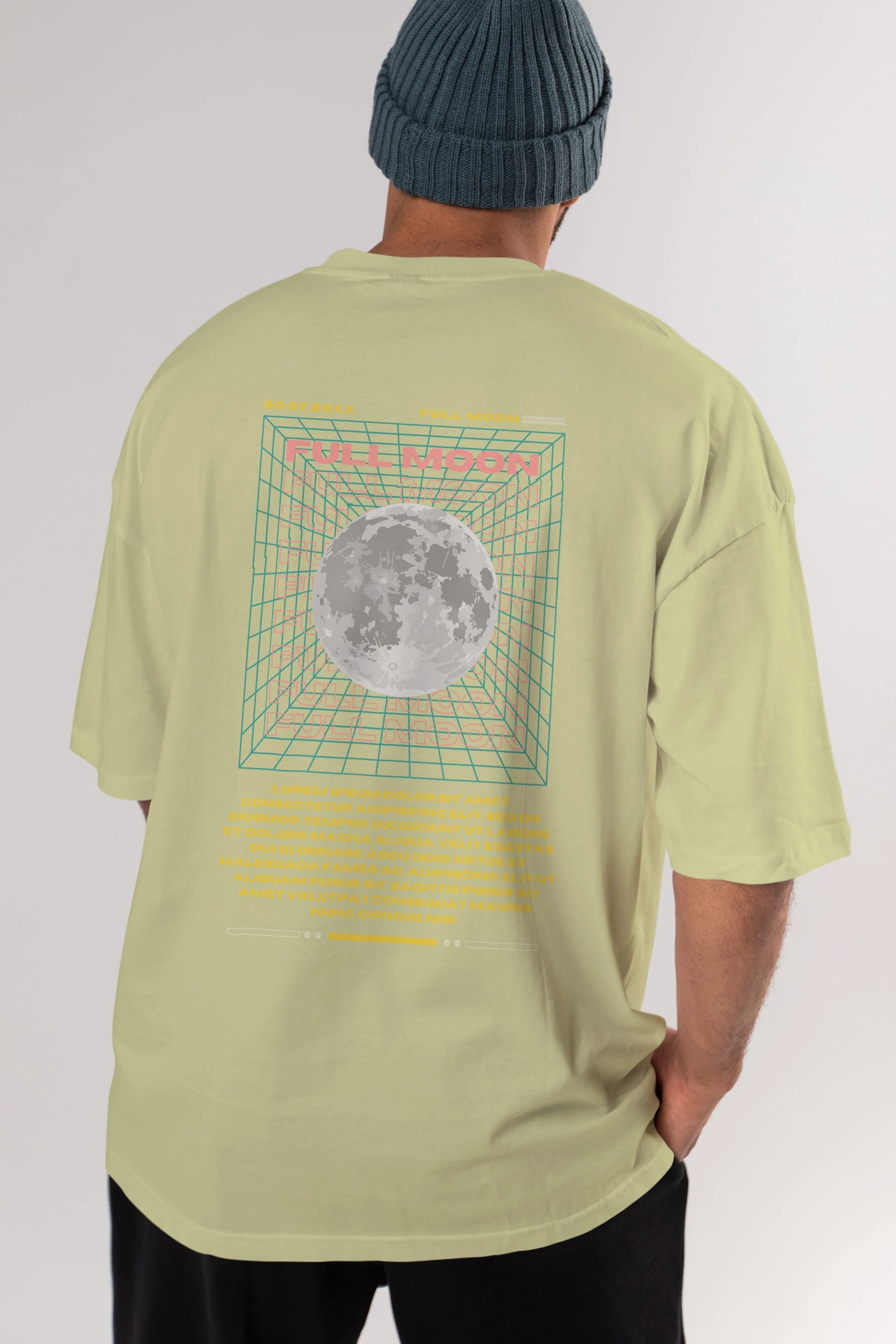 Full Moon Yazılı Arka Baskılı Oversize t-shirt Erkek Kadın Unisex