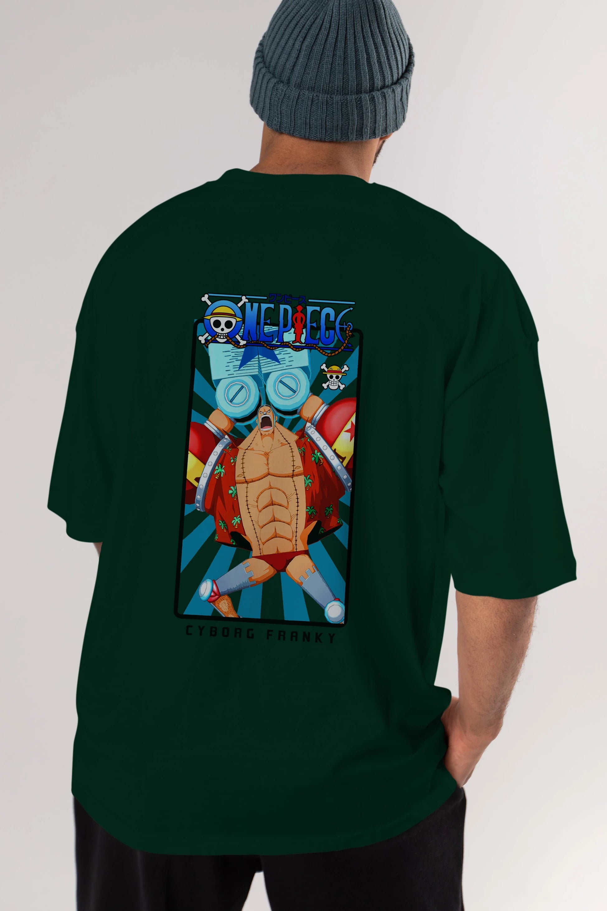 Franky Anime Arka Baskılı Oversize t-shirt Erkek Kadın Unisex %100 pamuk tişort