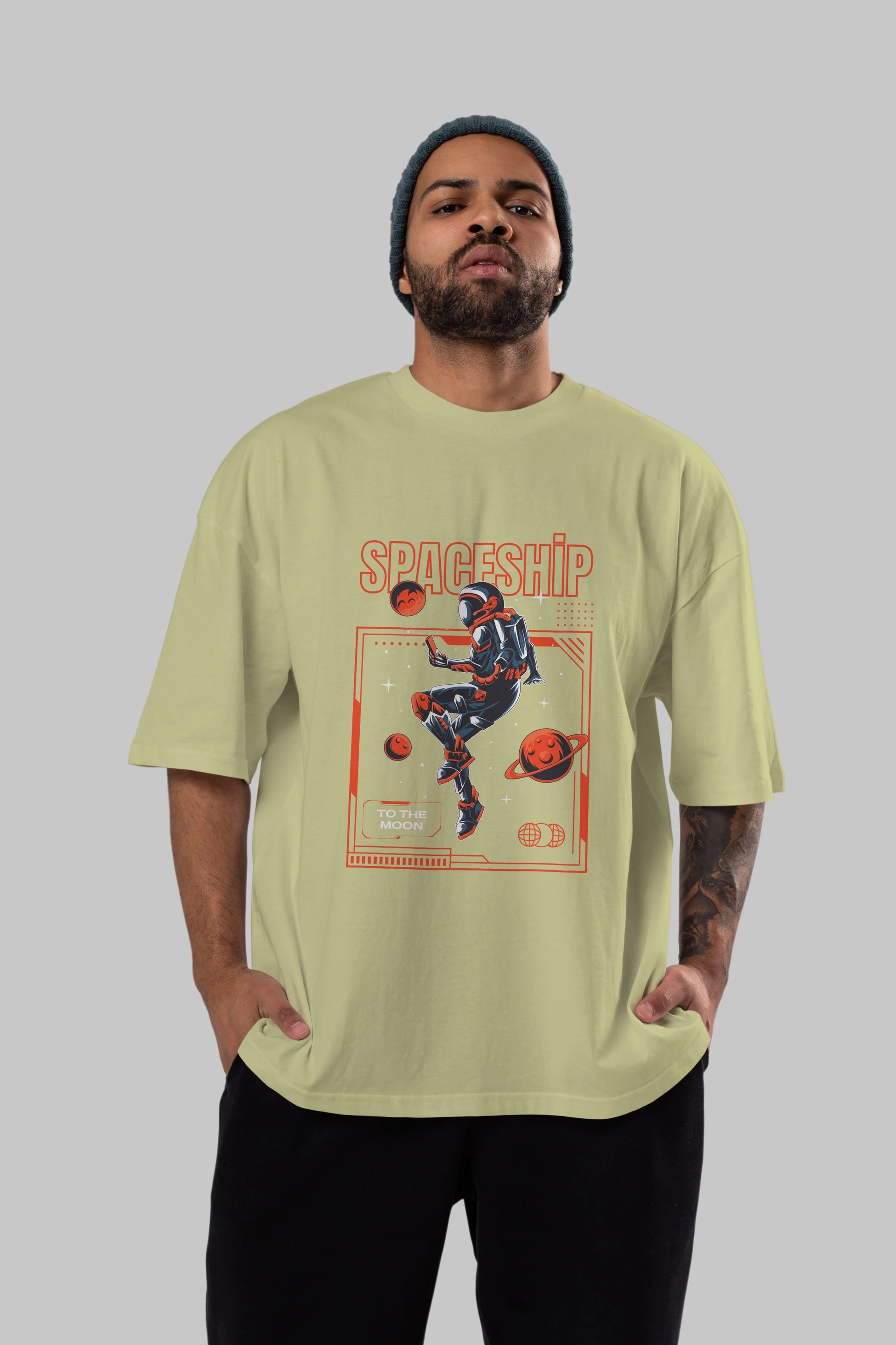 Spaceship Ön Baskılı Oversize t-shirt Erkek Kadın Unisex