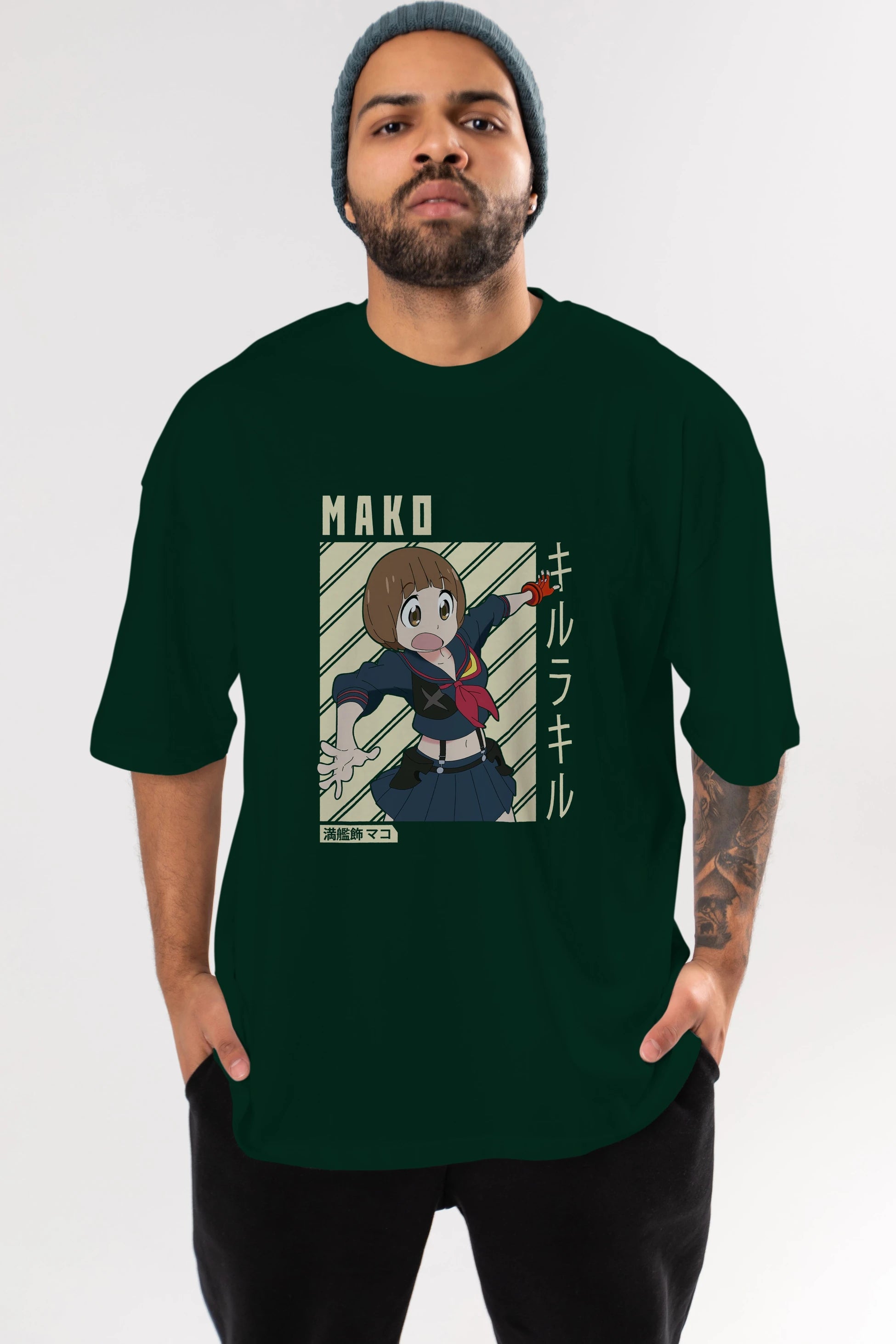 Mako Mankanshoku 1 Anime Ön Baskılı Oversize t-shirt %100 pamuk Erkek Kadın Unisex