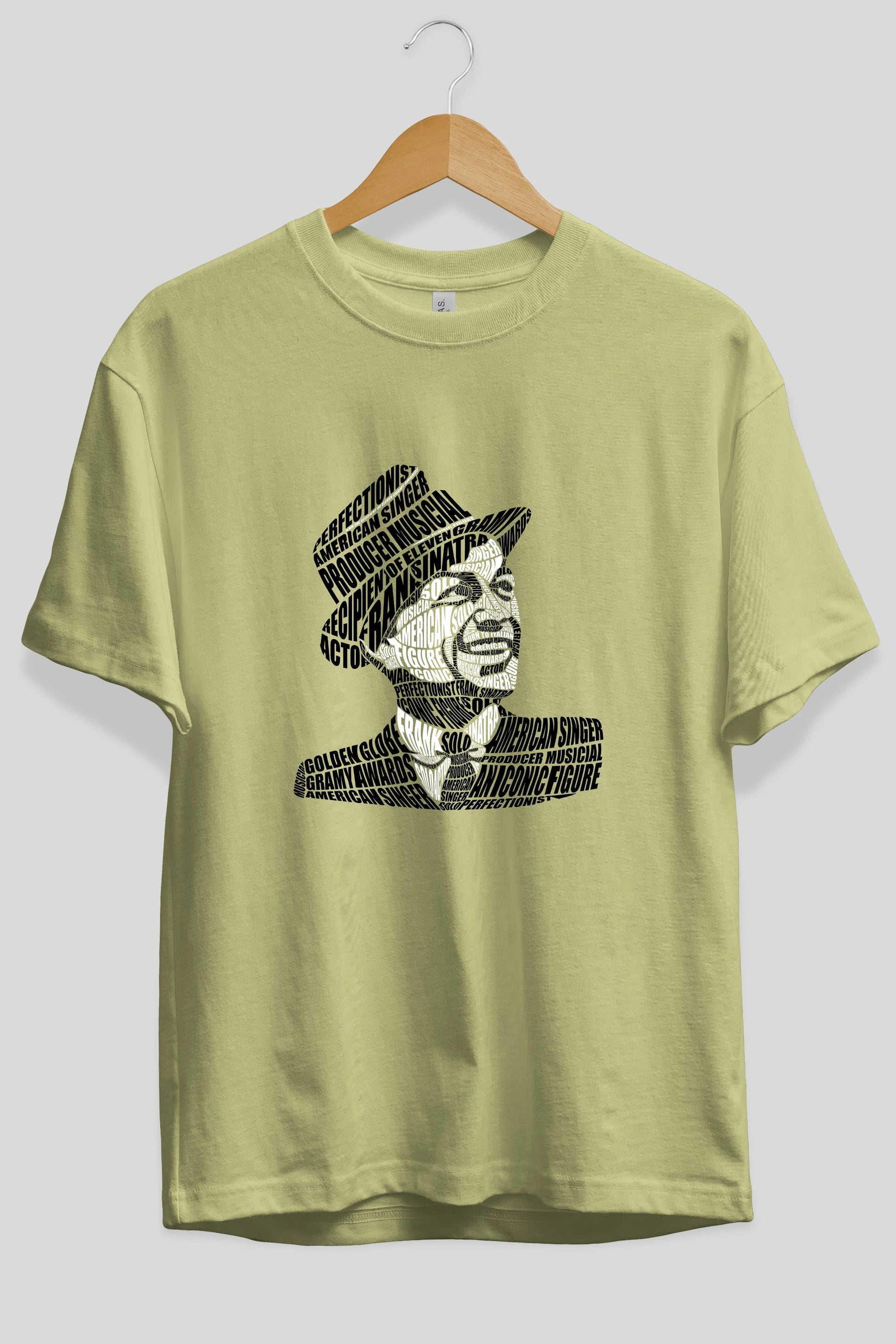 Frank Sinatra Calligram Ön Baskılı Oversize t-shirt %100 pamuk Erkek Kadın Unisex