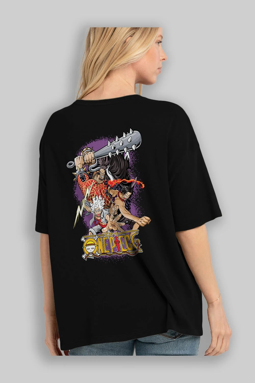 ONE PIECE (6) Anime Arka Baskılı Oversize t-shirt Erkek Kadın Unisex