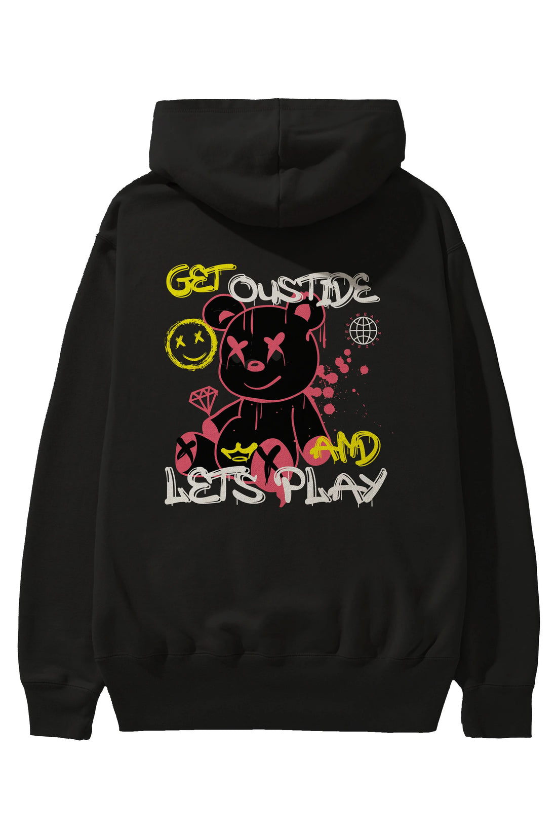 Get Outside Bear Arka Baskılı Hoodie Oversize Kapüşonlu Sweatshirt Erkek Kadın Unisex