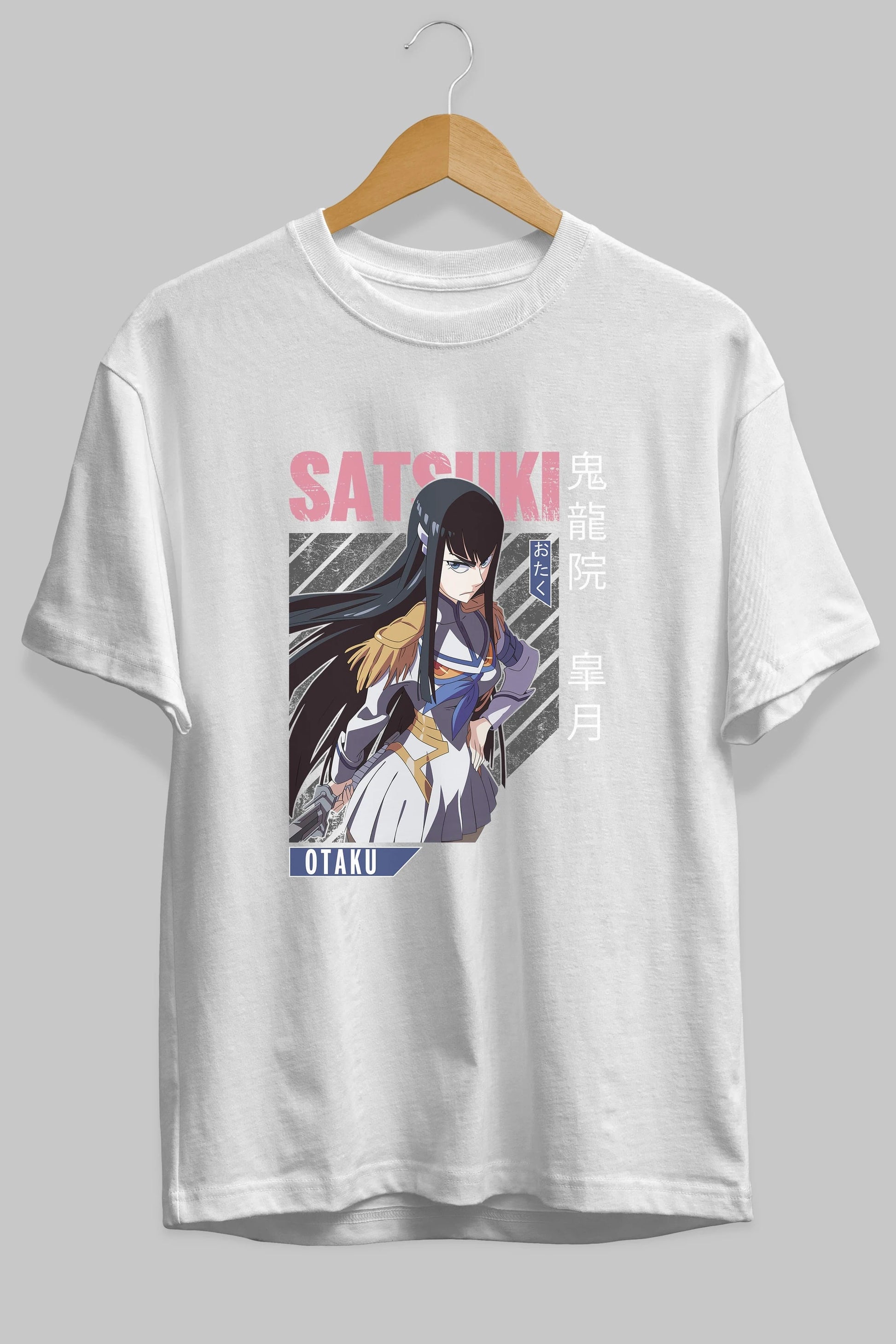 Satsuki Kiryuuin 8 Anime Ön Baskılı Oversize t-shirt %100 pamuk Erkek Kadın Unisex