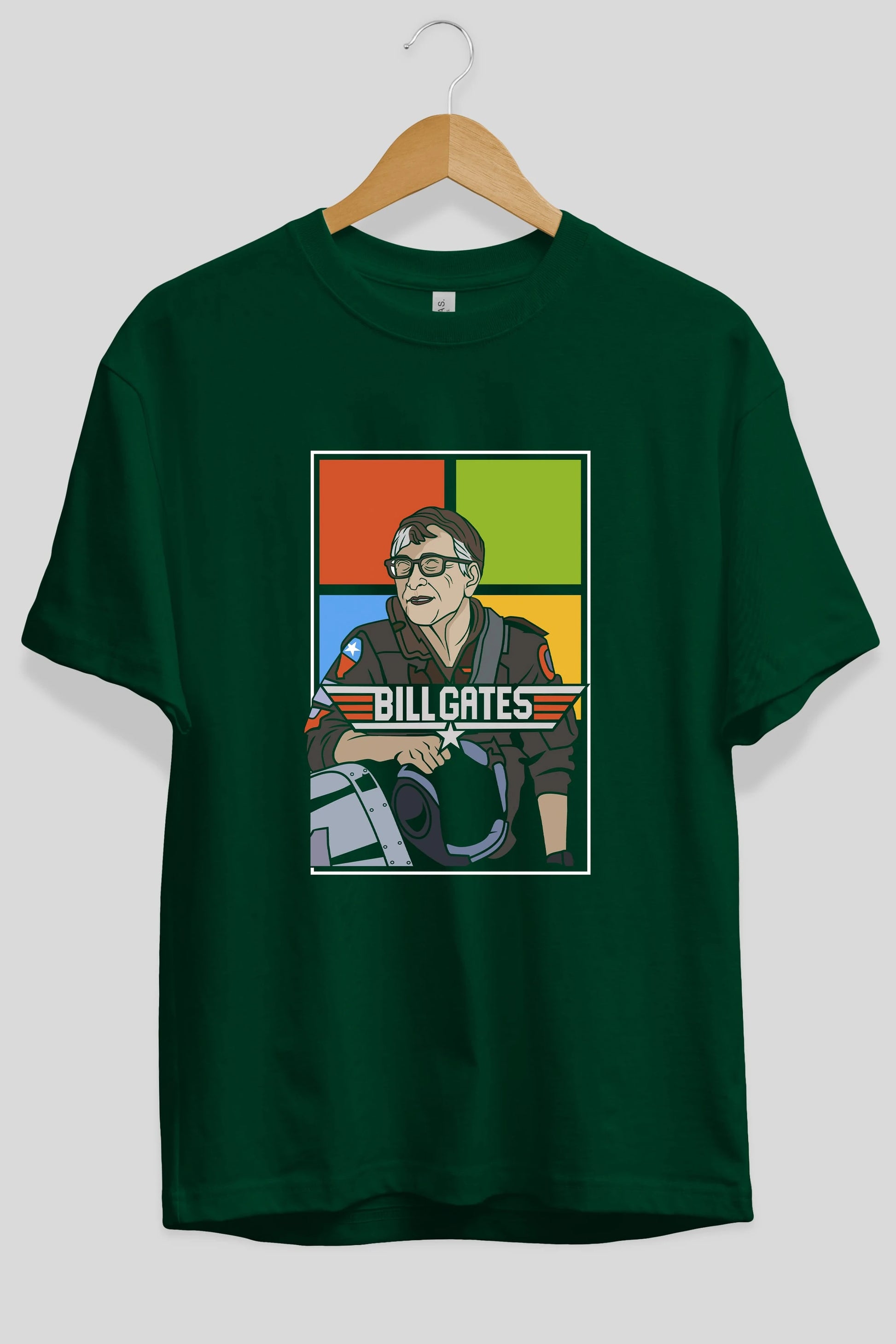 Bill Gates Top Gun Ön Baskılı Oversize t-shirt Erkek Kadın Unisex %100 Pamuk tişort