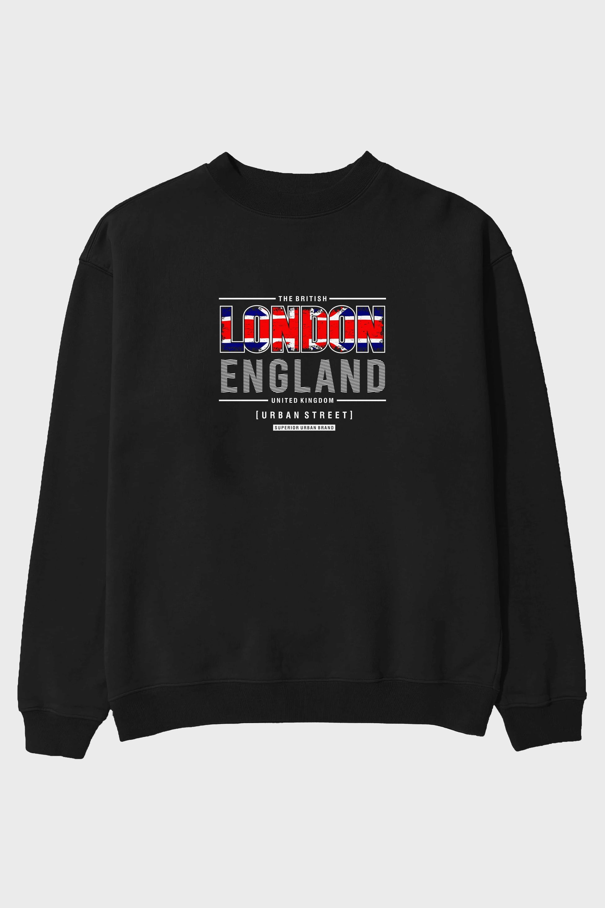 London England Ön Baskılı Oversize Sweatshirt Erkek Kadın Unisex