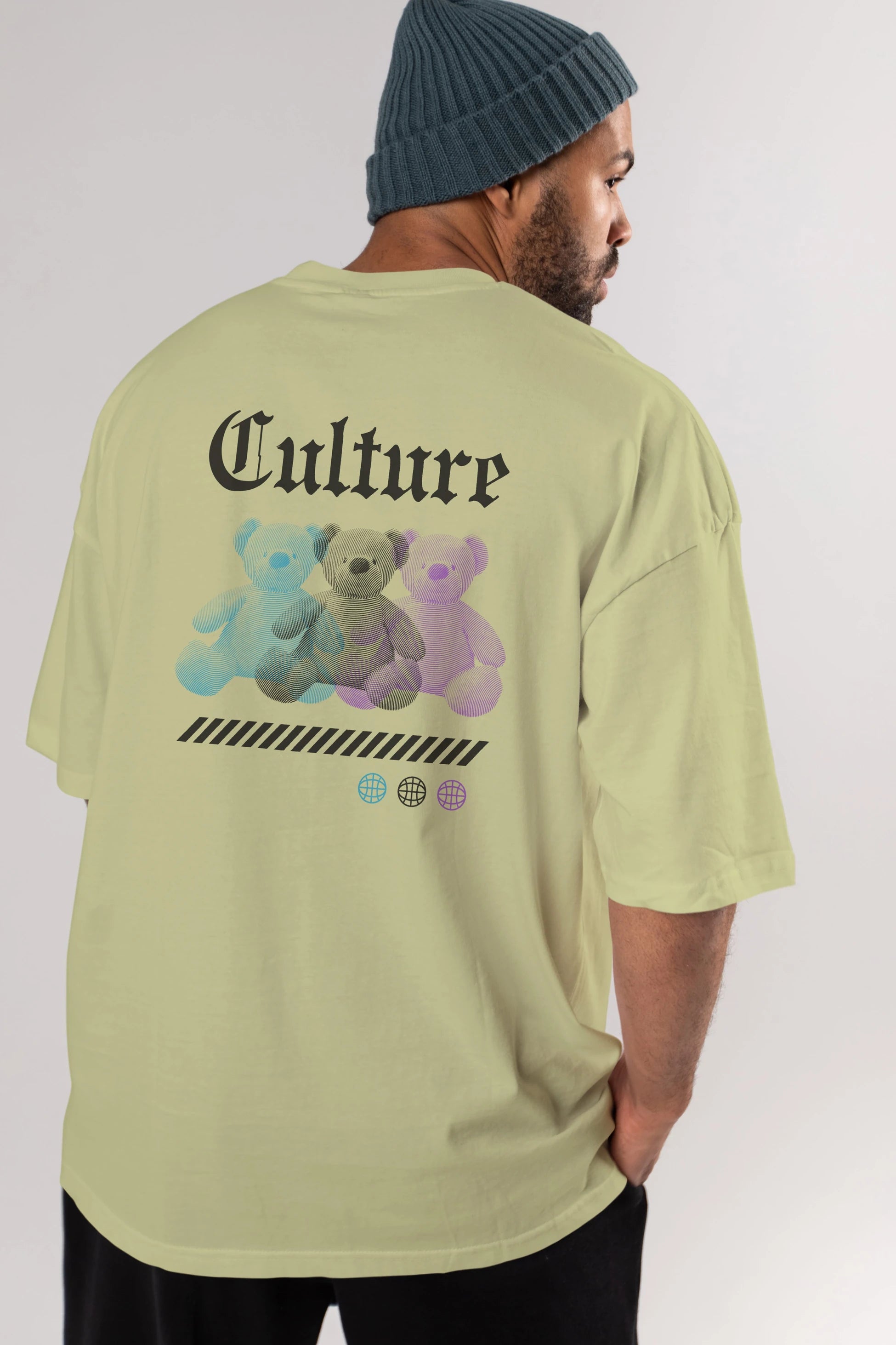 Culture Bear Arka Baskılı Oversize t-shirt Erkek Kadın Unisex