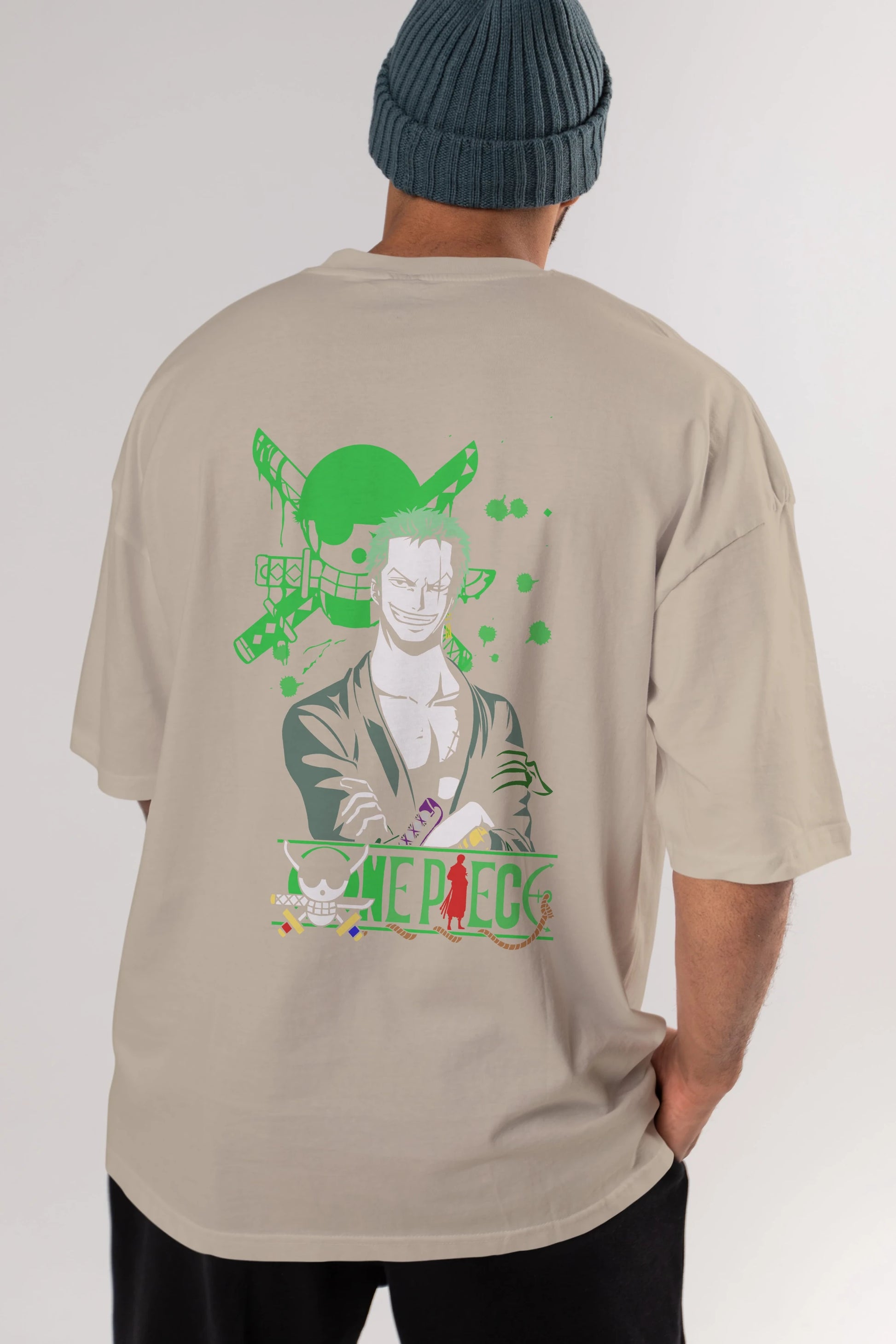 Roronoa Zoro 2 Anime Arka Baskılı Oversize t-shirt Erkek Kadın Unisex %100 pamuk tişort