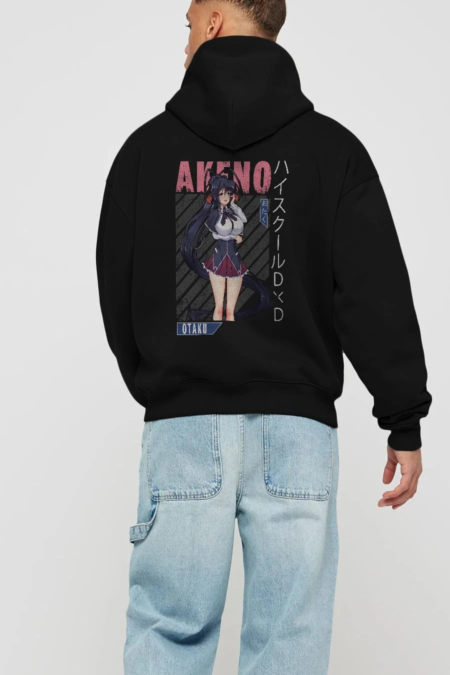 Akeno Himejima 4 Anime Arka Baskılı Hoodie Oversize Kapüşonlu Sweatshirt Erkek Kadın Unisex