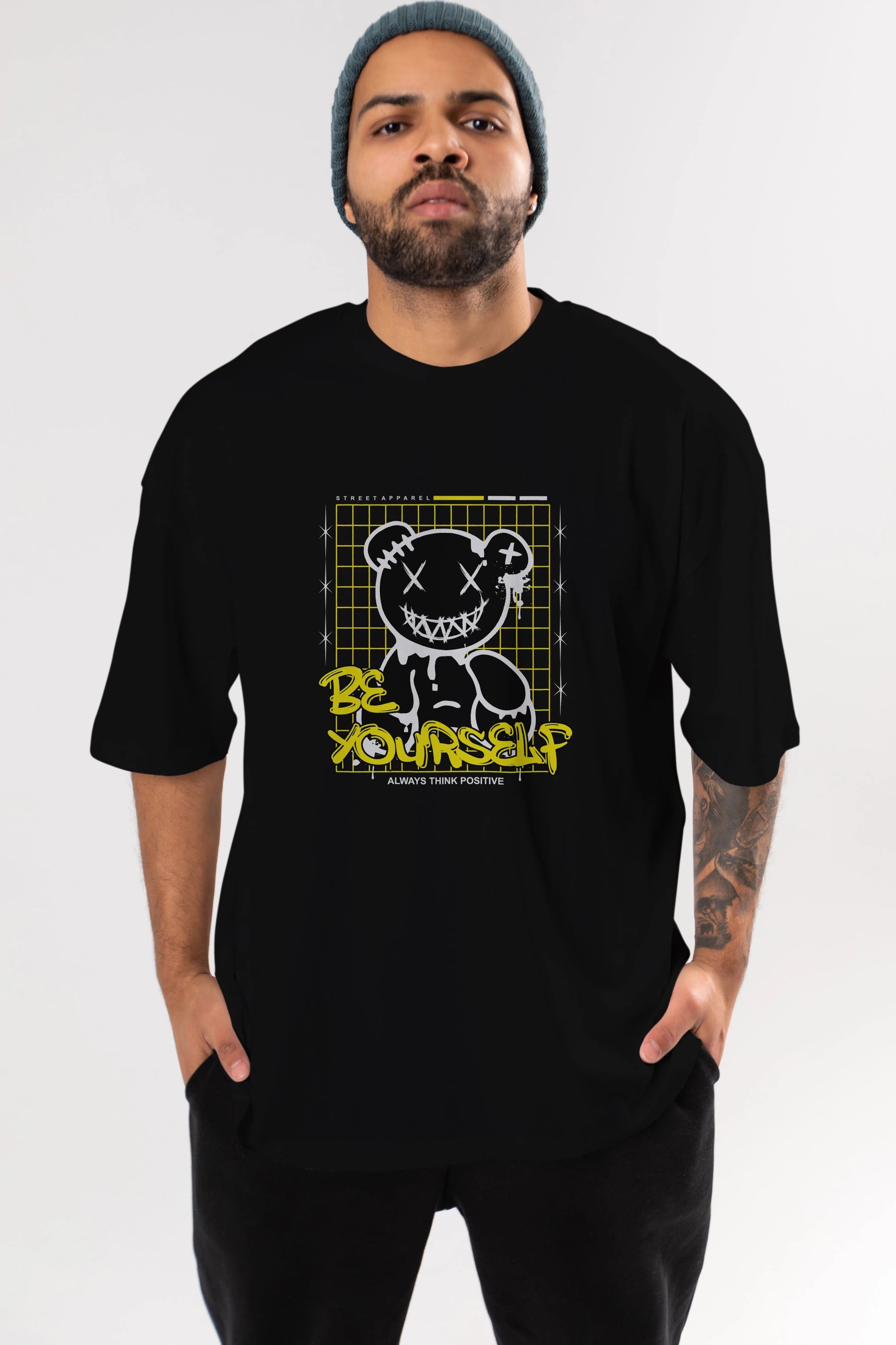 Teddy Bear Be Yourself Ön Baskılı Oversize t-shirt Erkek Kadın Unisex