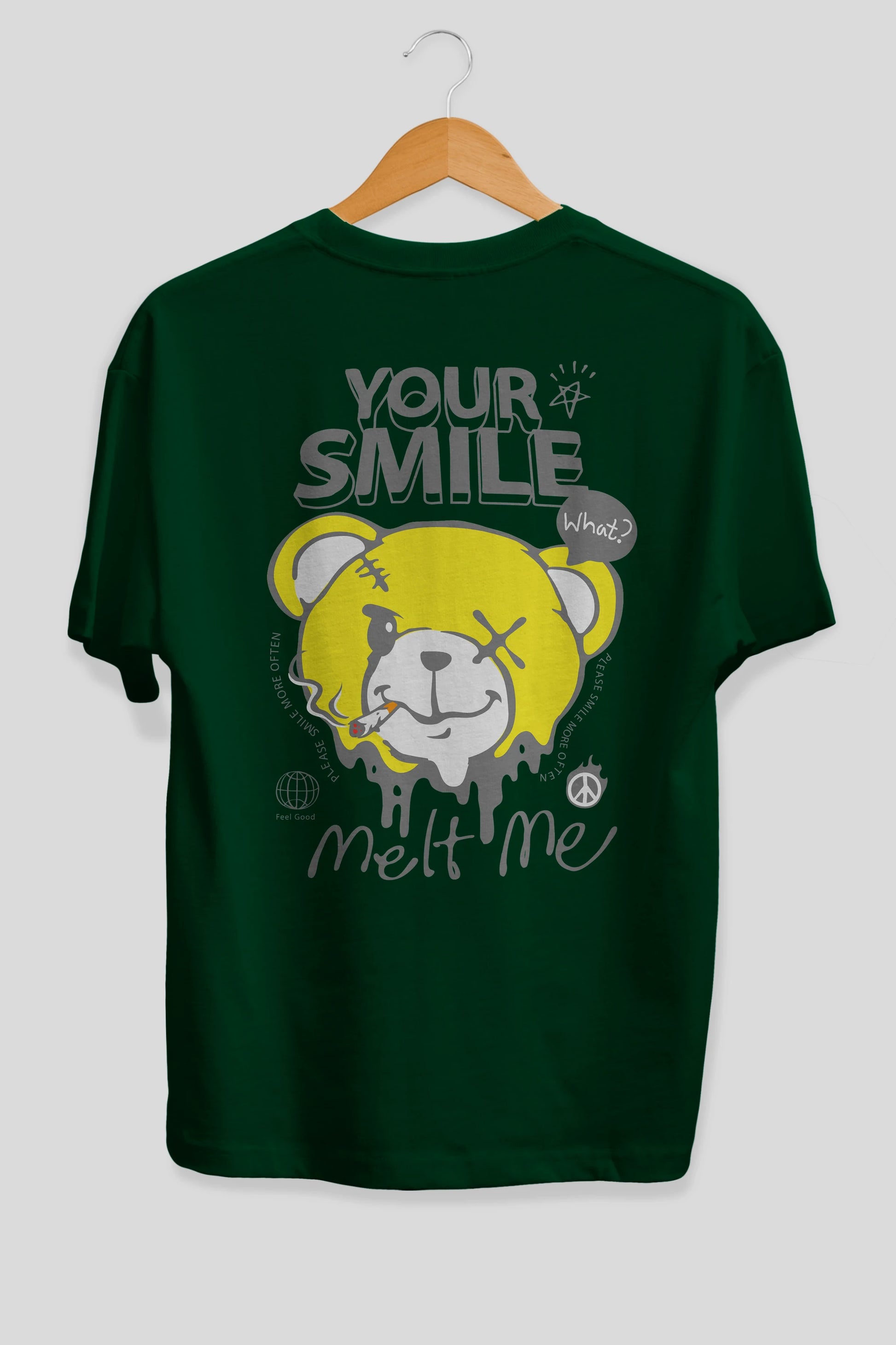 Your Smile Bear Arka Baskılı Oversize t-shirt Erkek Kadın Unisex