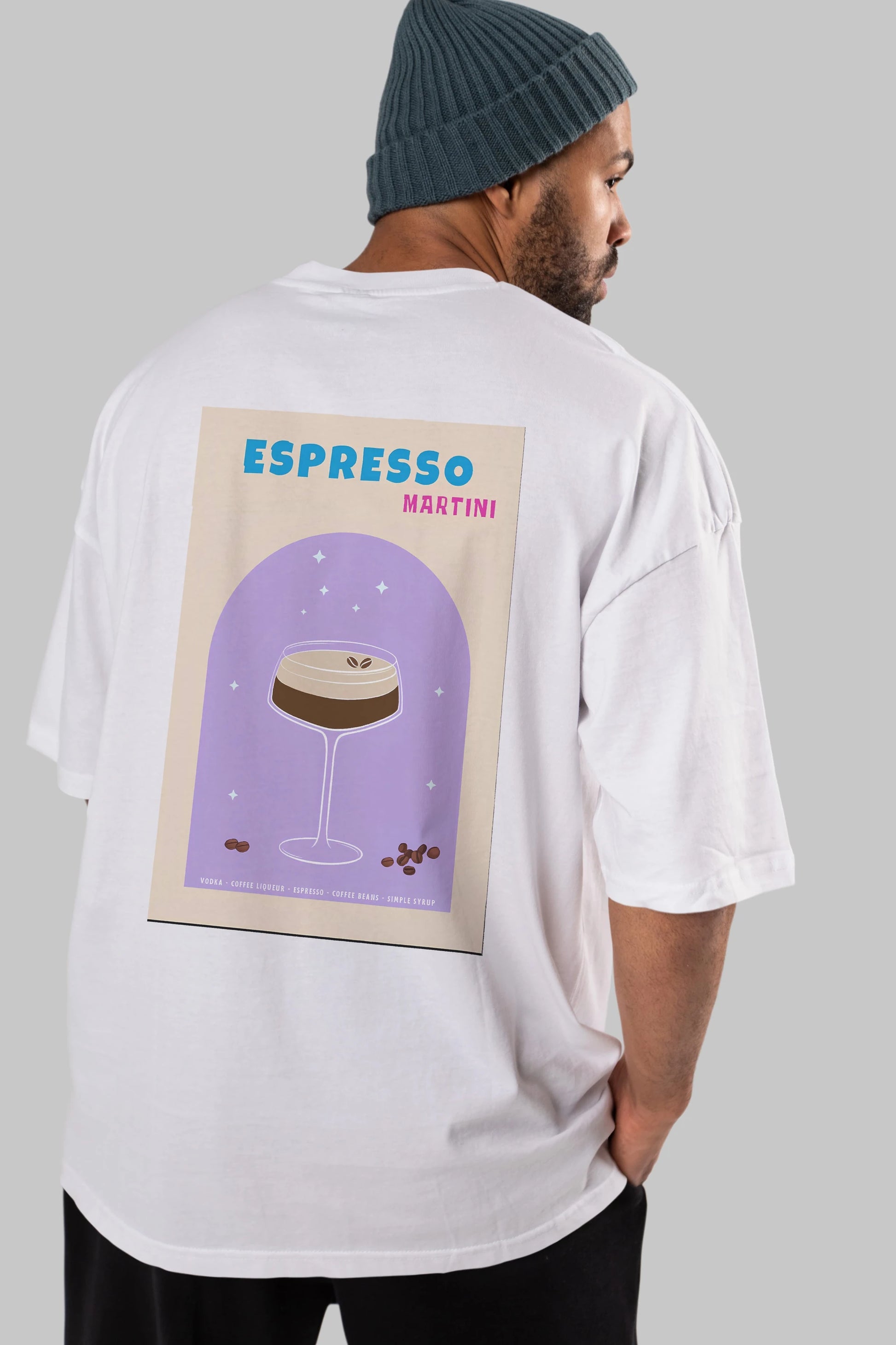 Espresso Martini 5 Arka Baskılı Oversize t-shirt Erkek Kadın Unisex %100 Pamuk Bisiklet Yaka tişort