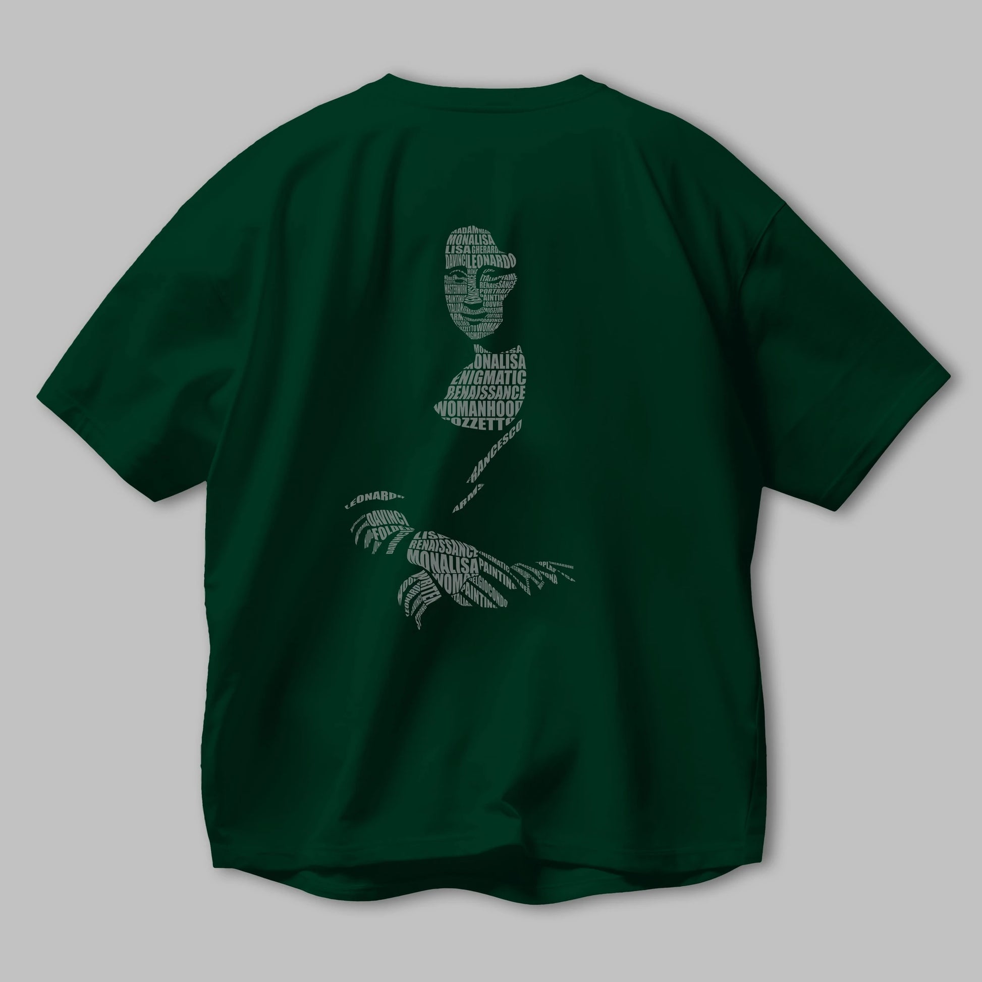 Mona Lisa Calligram Arka Baskılı Oversize t-shirt %100 pamuk Erkek Kadın Unisex
