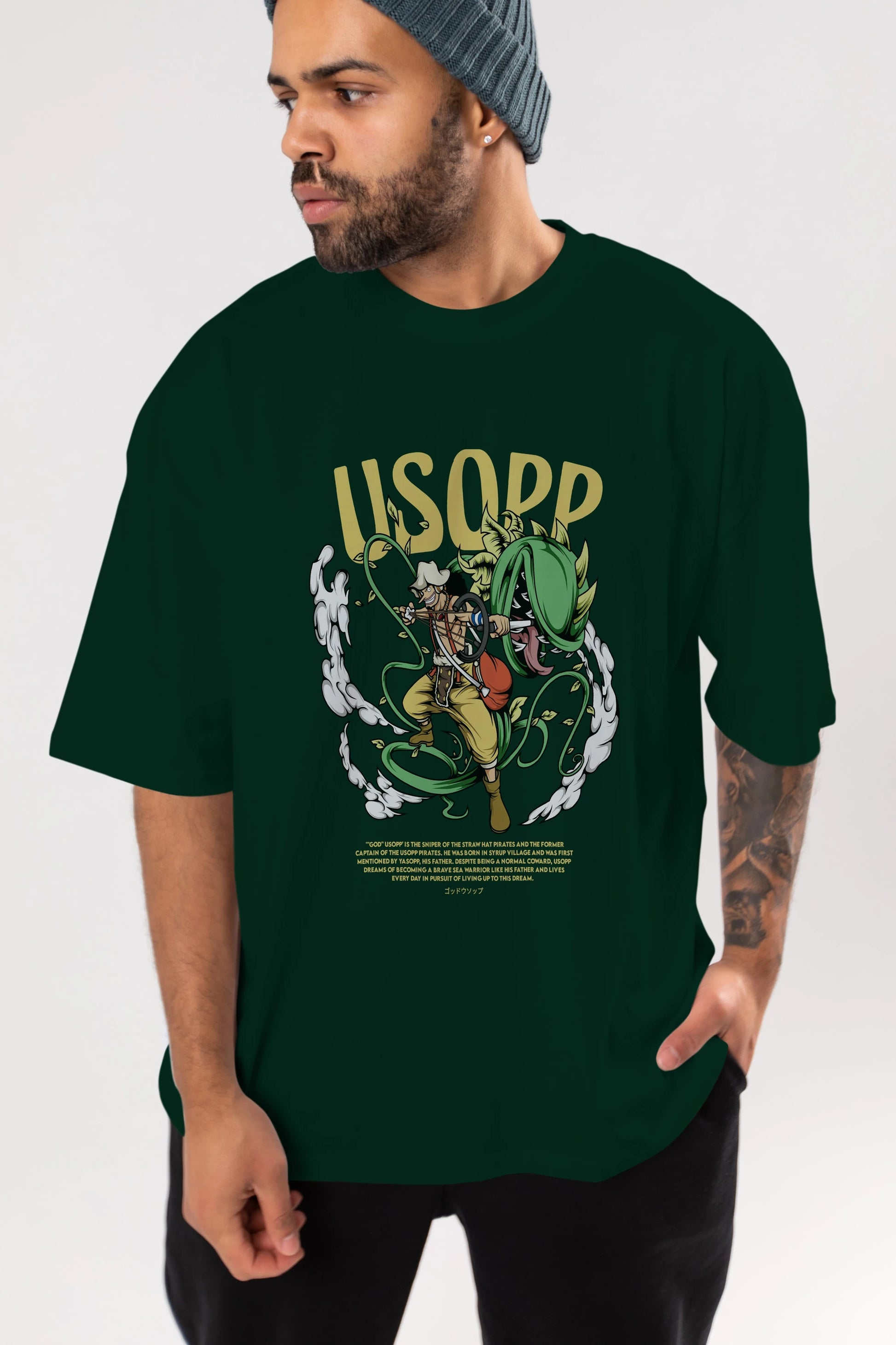 Usopp Anime Ön Baskılı Oversize t-shirt %100 pamuk Erkek Kadın Unisex