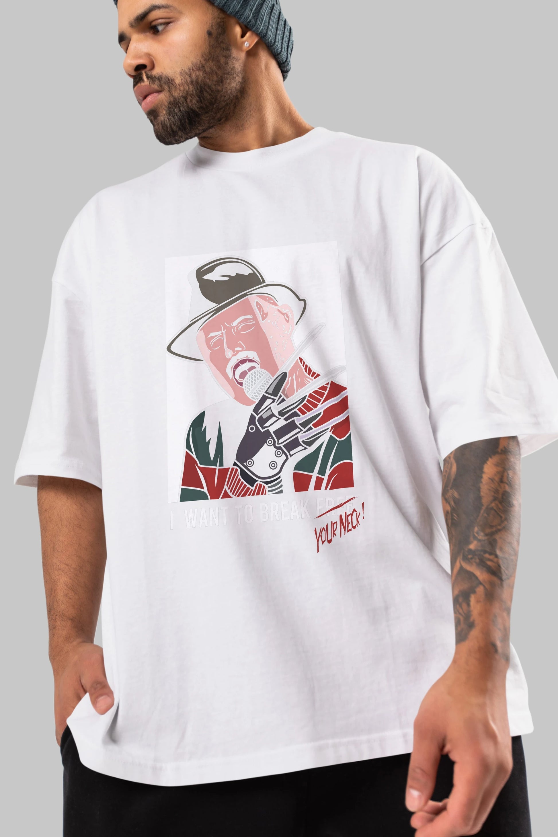 Freddy Merkrueger Ön Baskılı Oversize t-shirt Erkek Kadın Unisex %100 Pamuk tişort