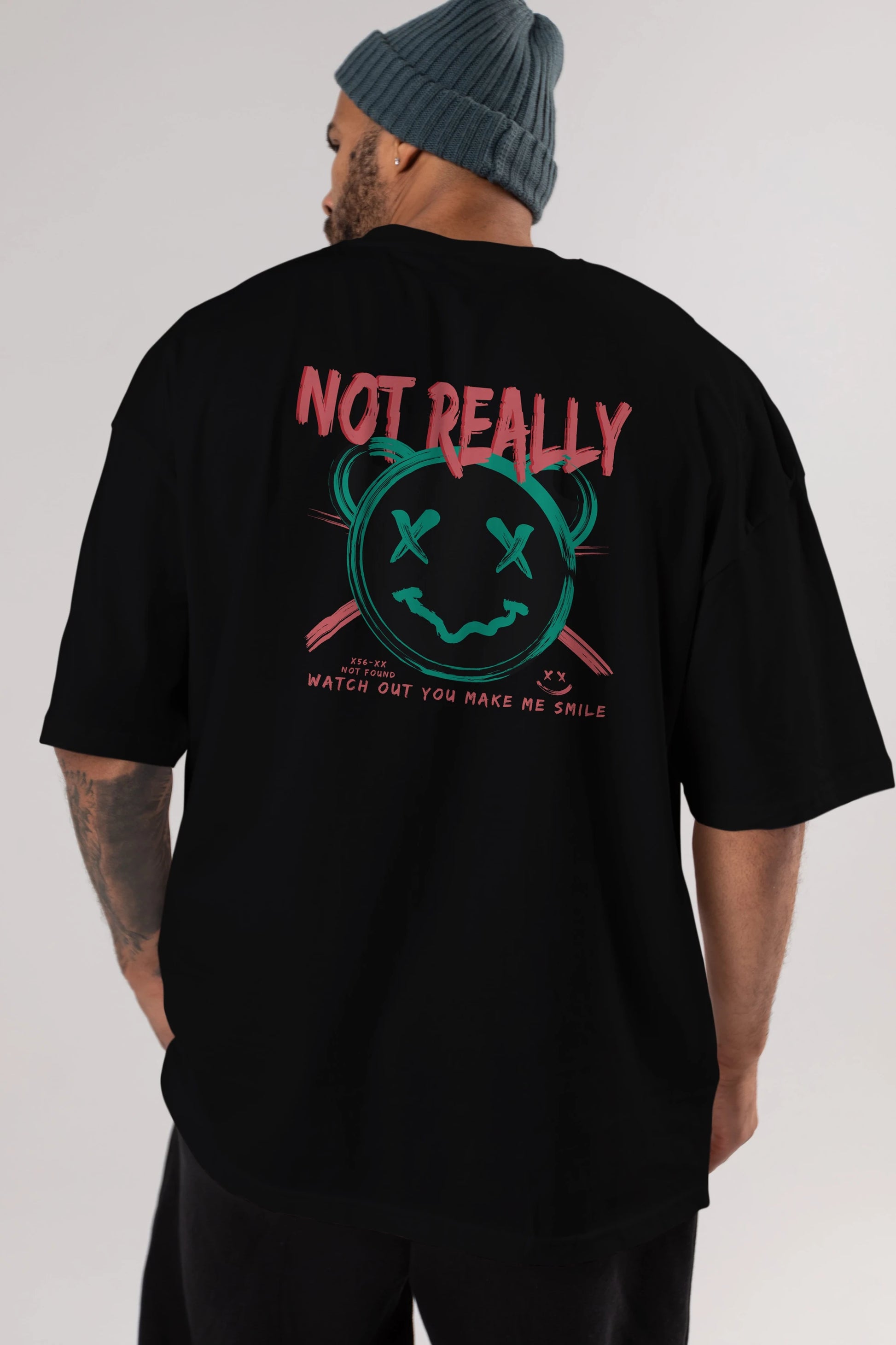 Not Really Bear Arka Baskılı Oversize t-shirt Erkek Kadın Unisex