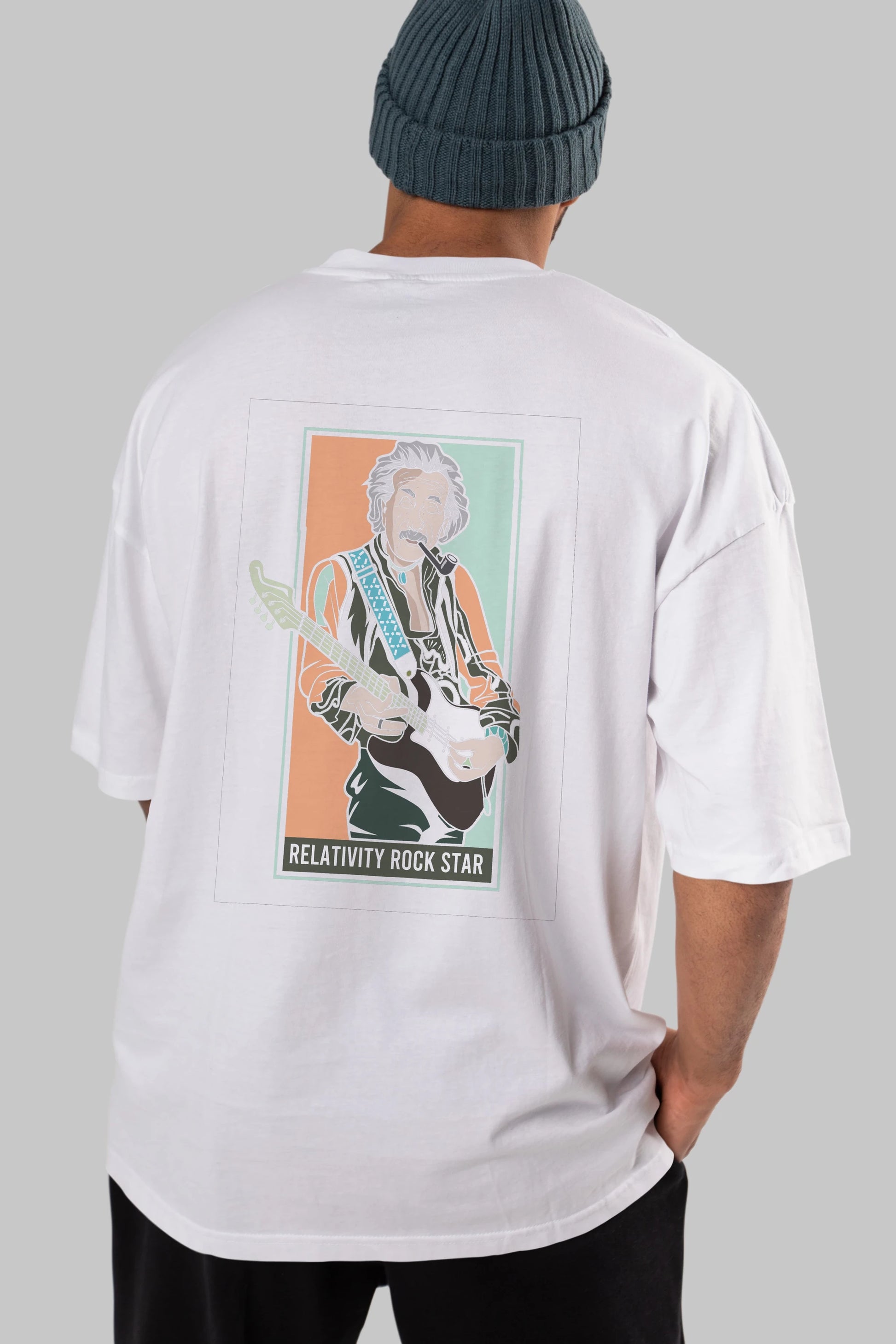 Jimmy Einstein Arka Baskılı Oversize t-shirt Erkek Kadın Unisex %100 Pamuk tişort