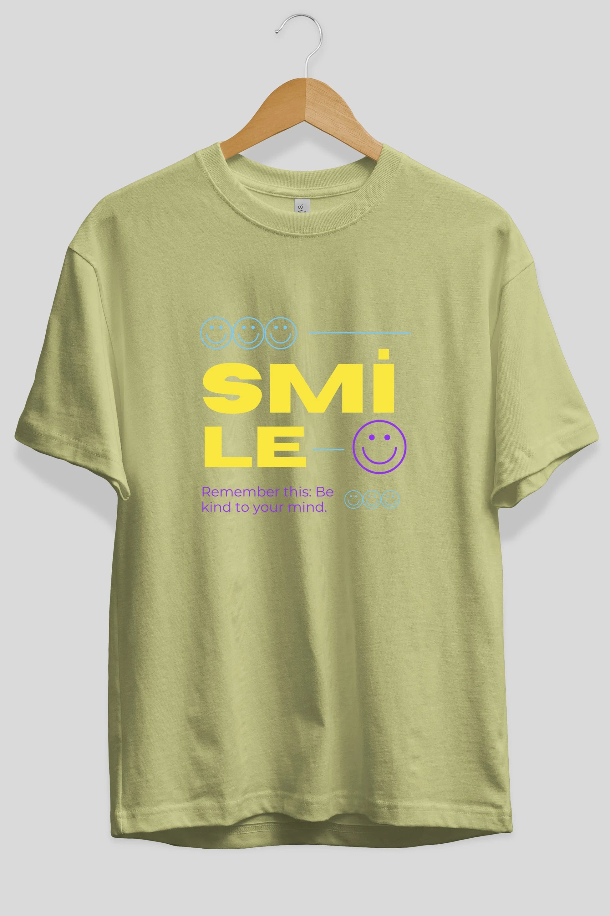 Smile Yazılı 2 Ön Baskılı Oversize t-shirt Erkek Kadın Unisex